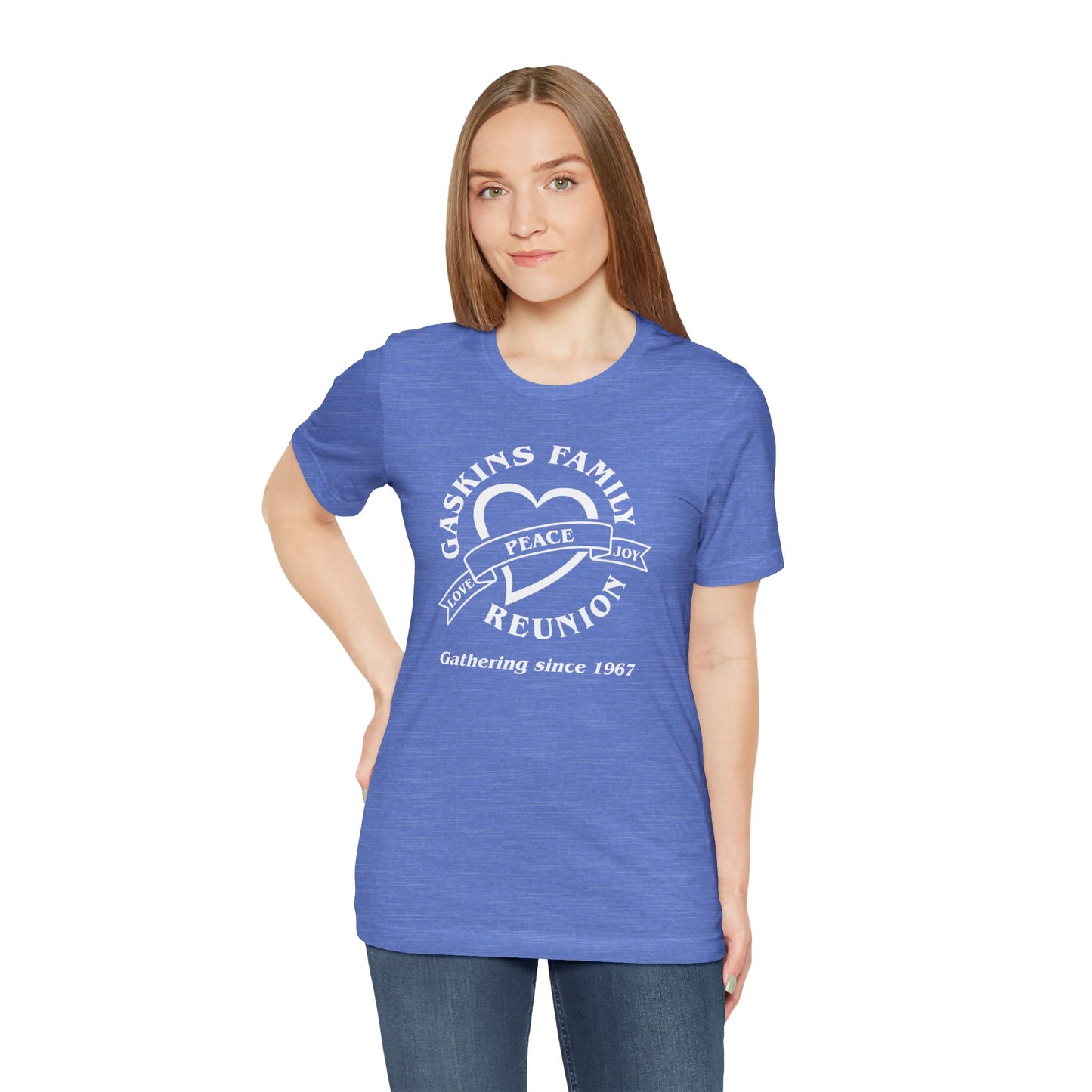 Family Reunion Short Sleeve Tee White Logo- Gaskins Family Gathering Since 1967