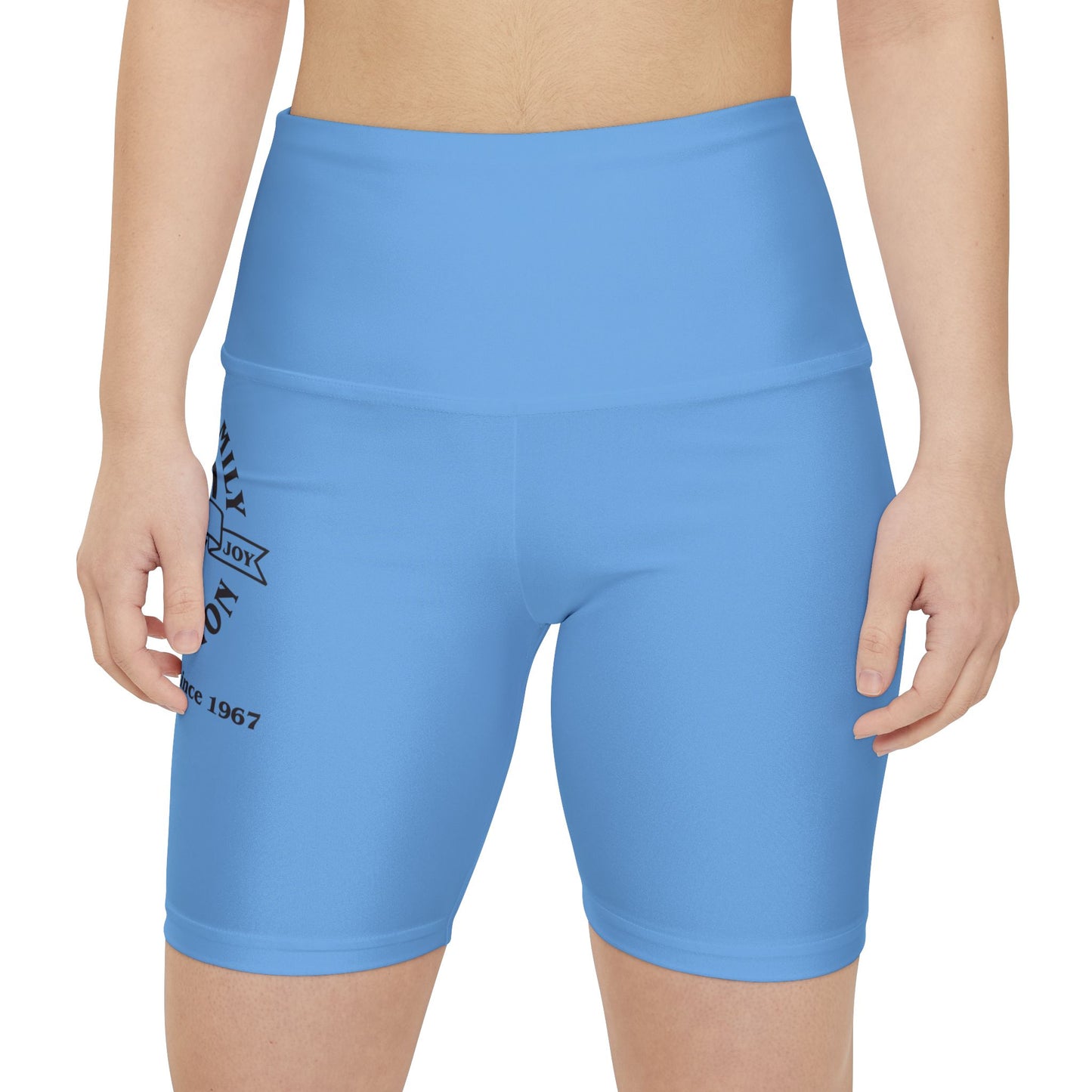 Gaskins Light Blue Workout Shorts for Women, bold, cool, chill