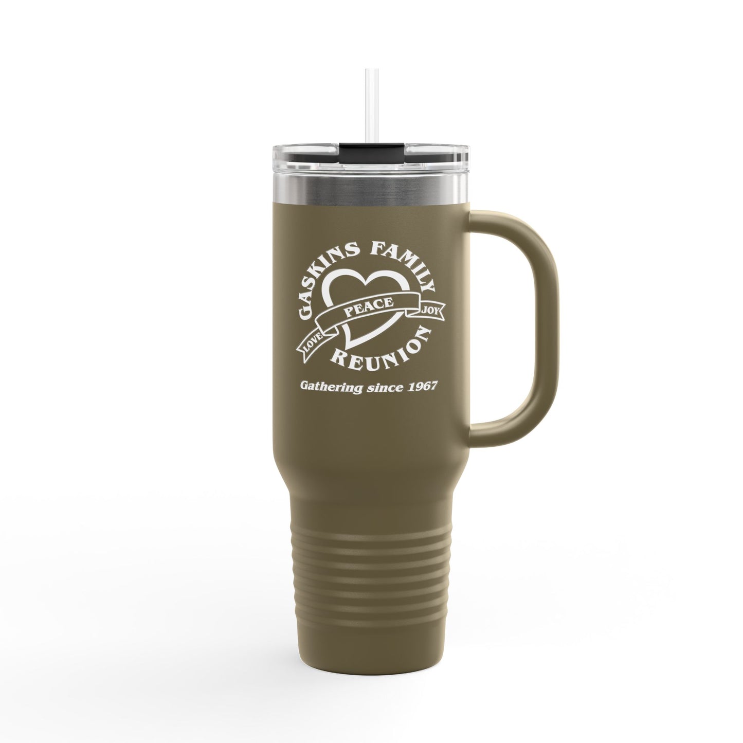 Gaskins 40oz Custom Insulated Travel Mug White Logo