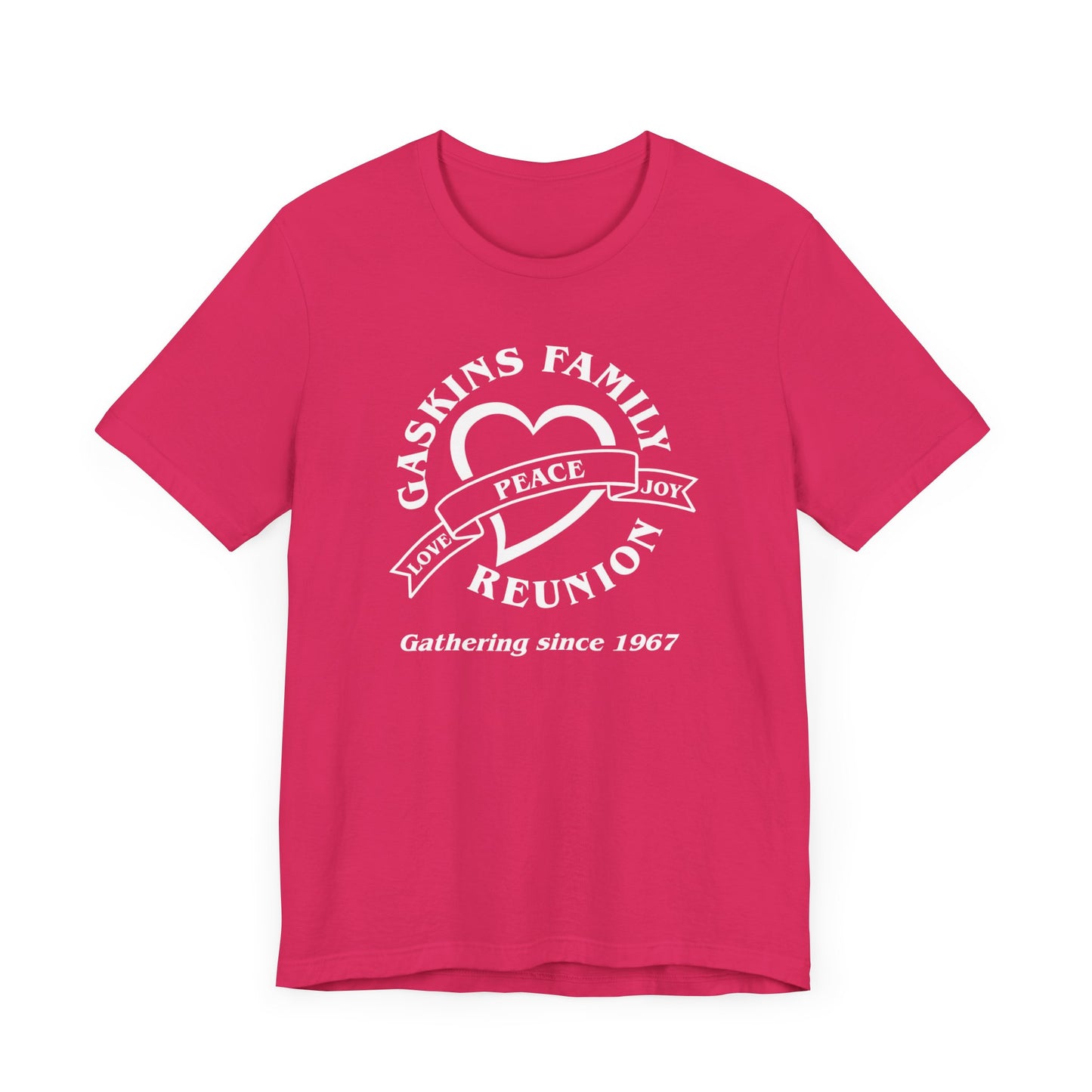 Family Reunion Short Sleeve Tee White Logo- Gaskins Family Gathering Since 1967