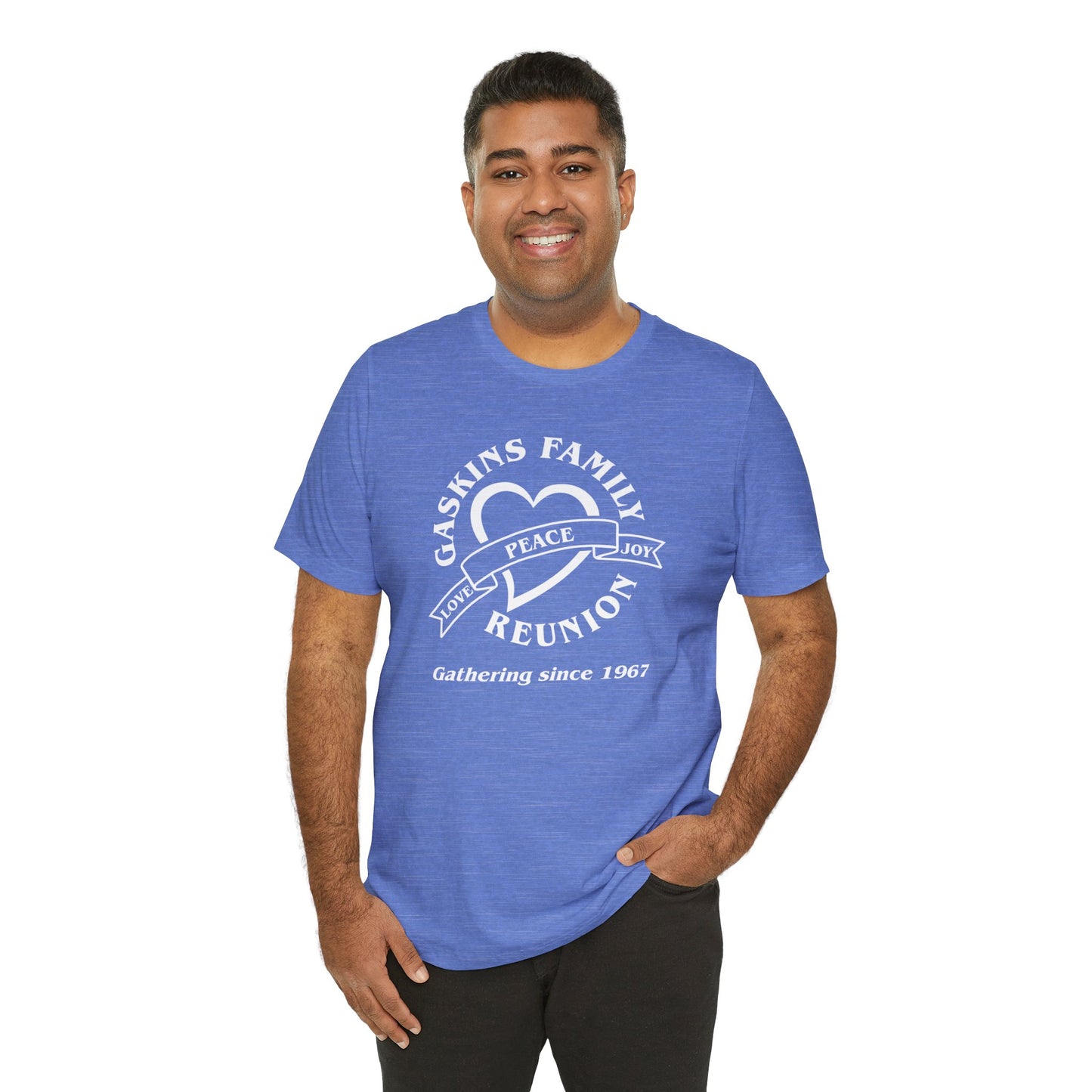 Family Reunion Short Sleeve Tee White Logo- Gaskins Family Gathering Since 1967