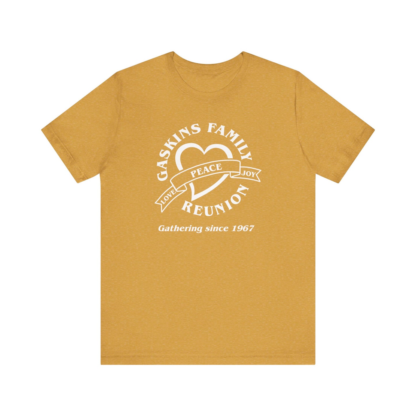 Family Reunion Short Sleeve Tee White Logo- Gaskins Family Gathering Since 1967