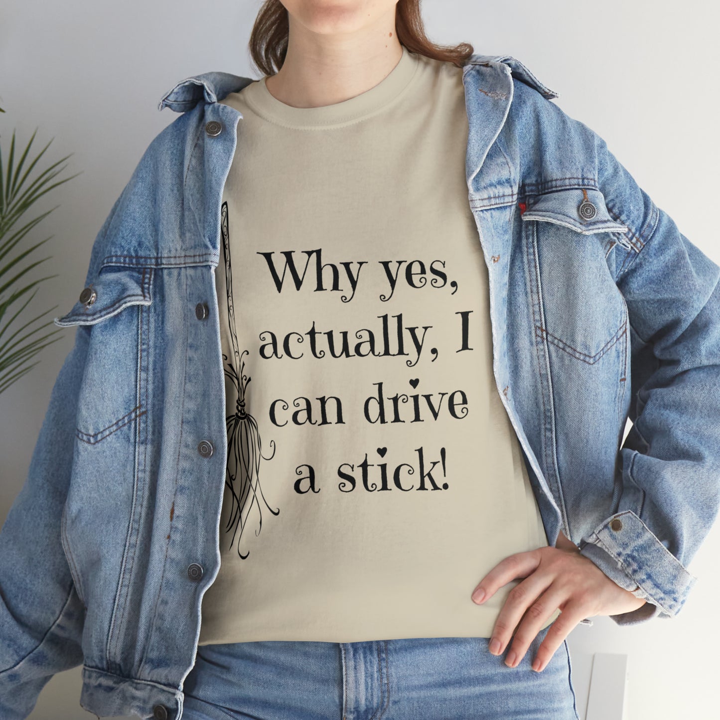 Fun Halloween Unisex Heavy Cotton Tee, Witch broom, different shades available.