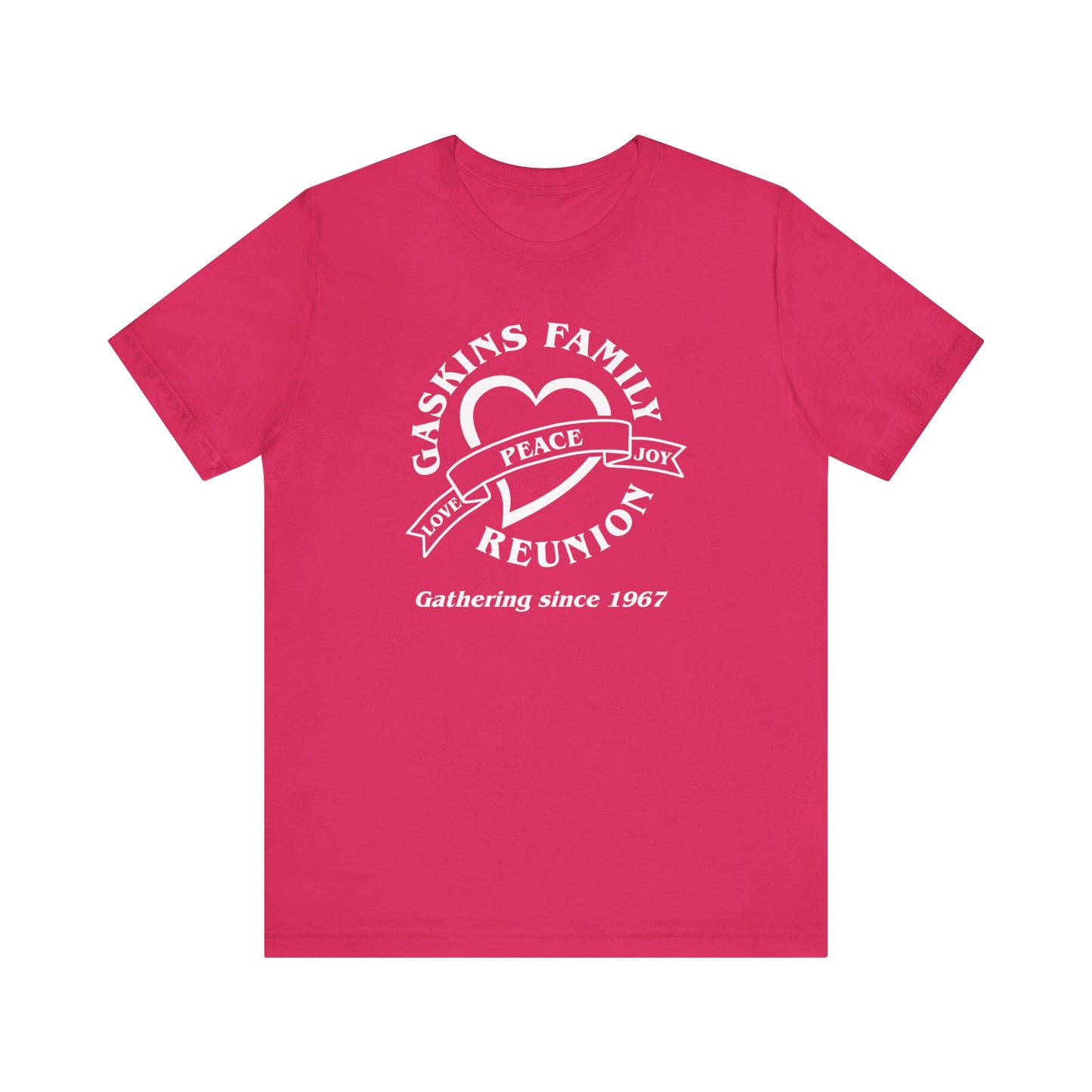 Family Reunion Short Sleeve Tee White Logo- Gaskins Family Gathering Since 1967