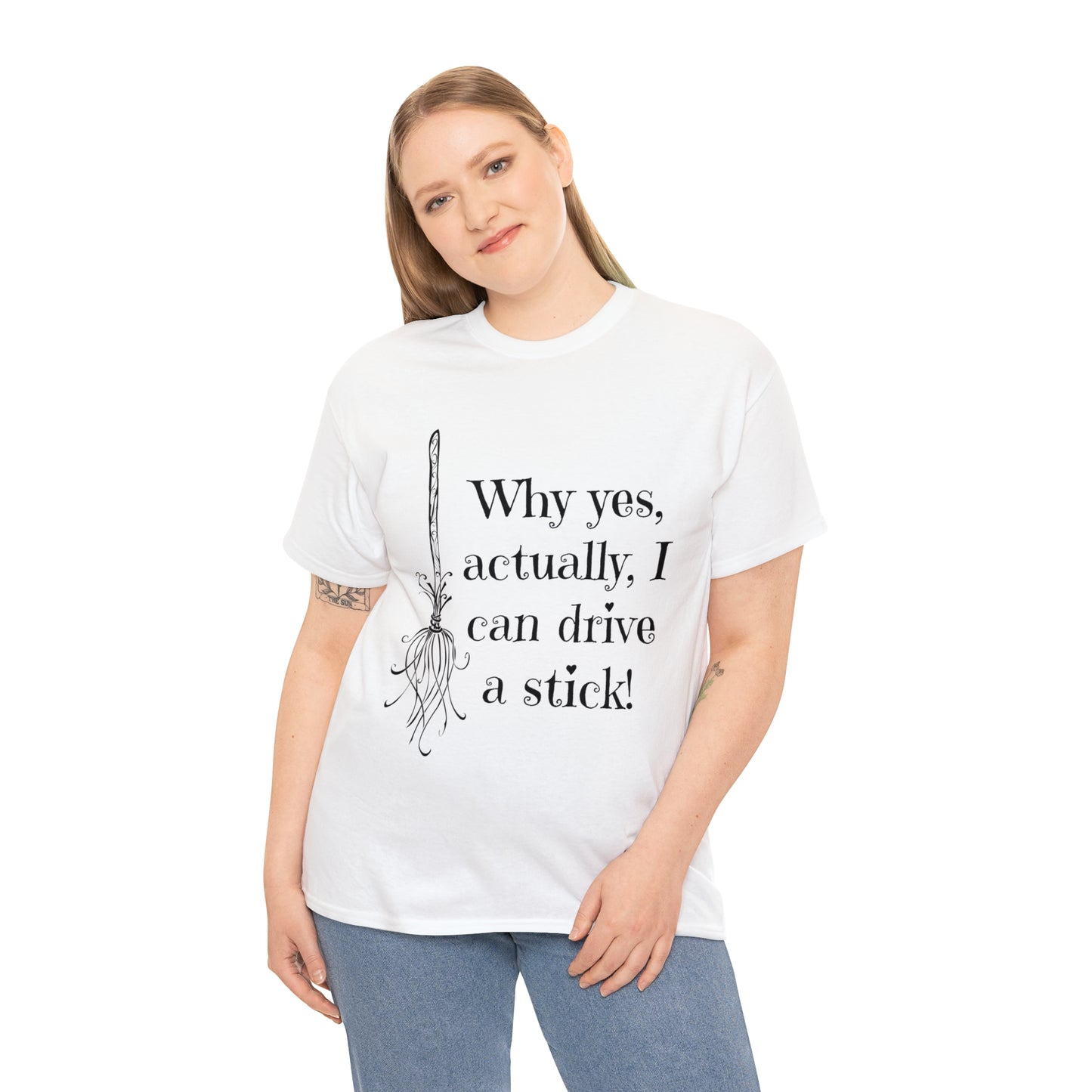 Fun Halloween Unisex Heavy Cotton Tee, Witch broom, different shades available.