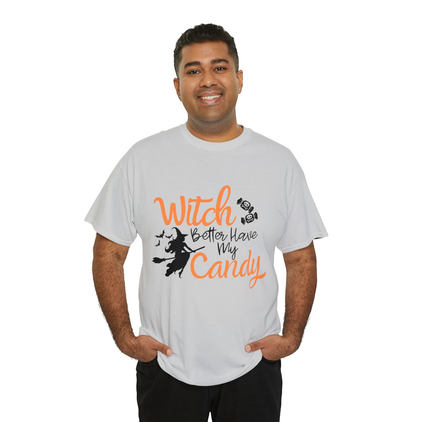 Fun Halloween Unisex Heavy Cotton Tee, Better Have My Candy - trick or treat, different shades available.