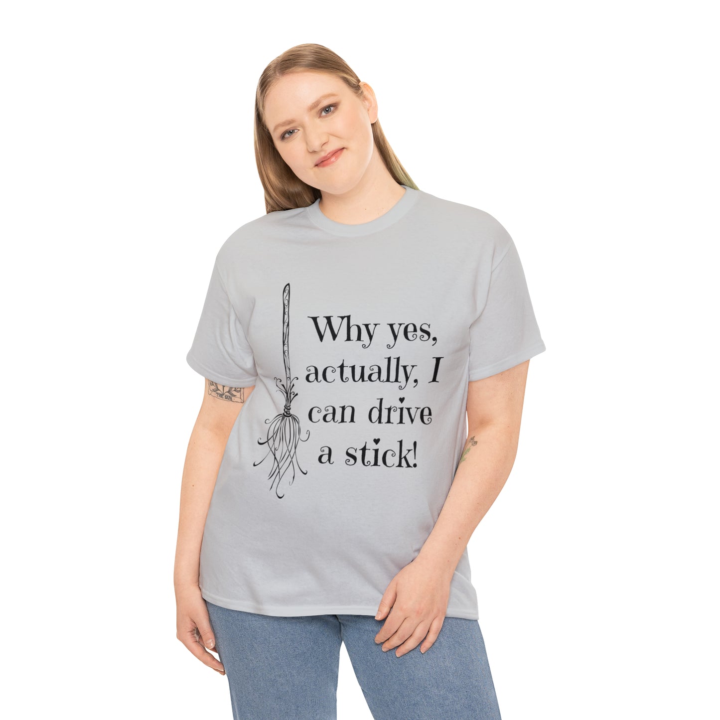 Fun Halloween Unisex Heavy Cotton Tee, Witch broom, different shades available.