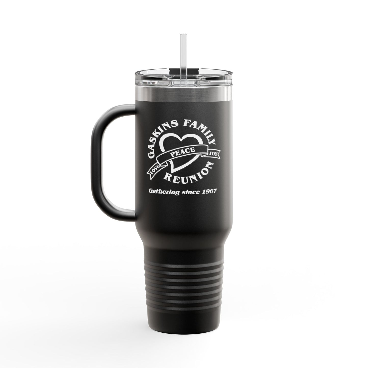 Gaskins 40oz Custom Insulated Travel Mug White Logo