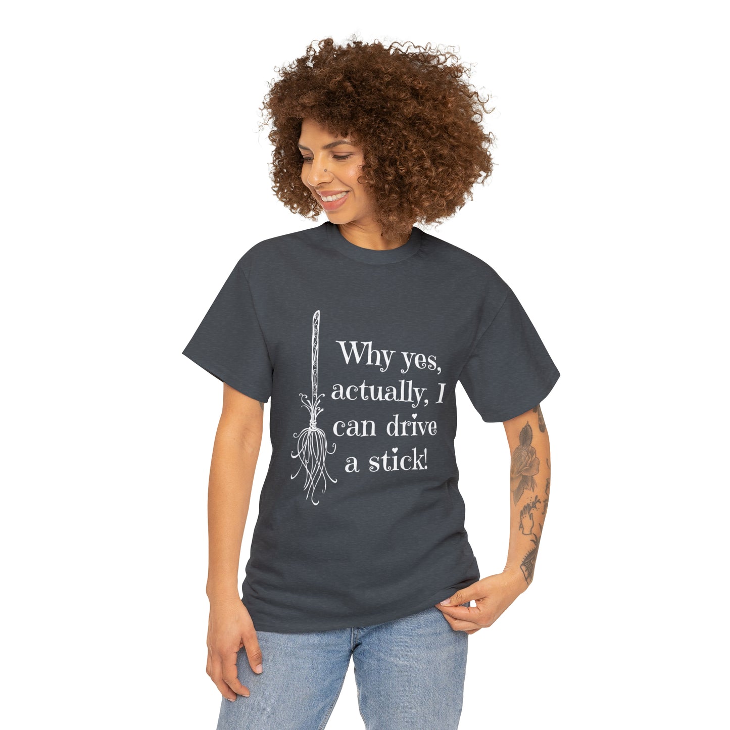 Halloween Fun Unisex Heavy Cotton Tee, I Drive A Stick T-Shirt