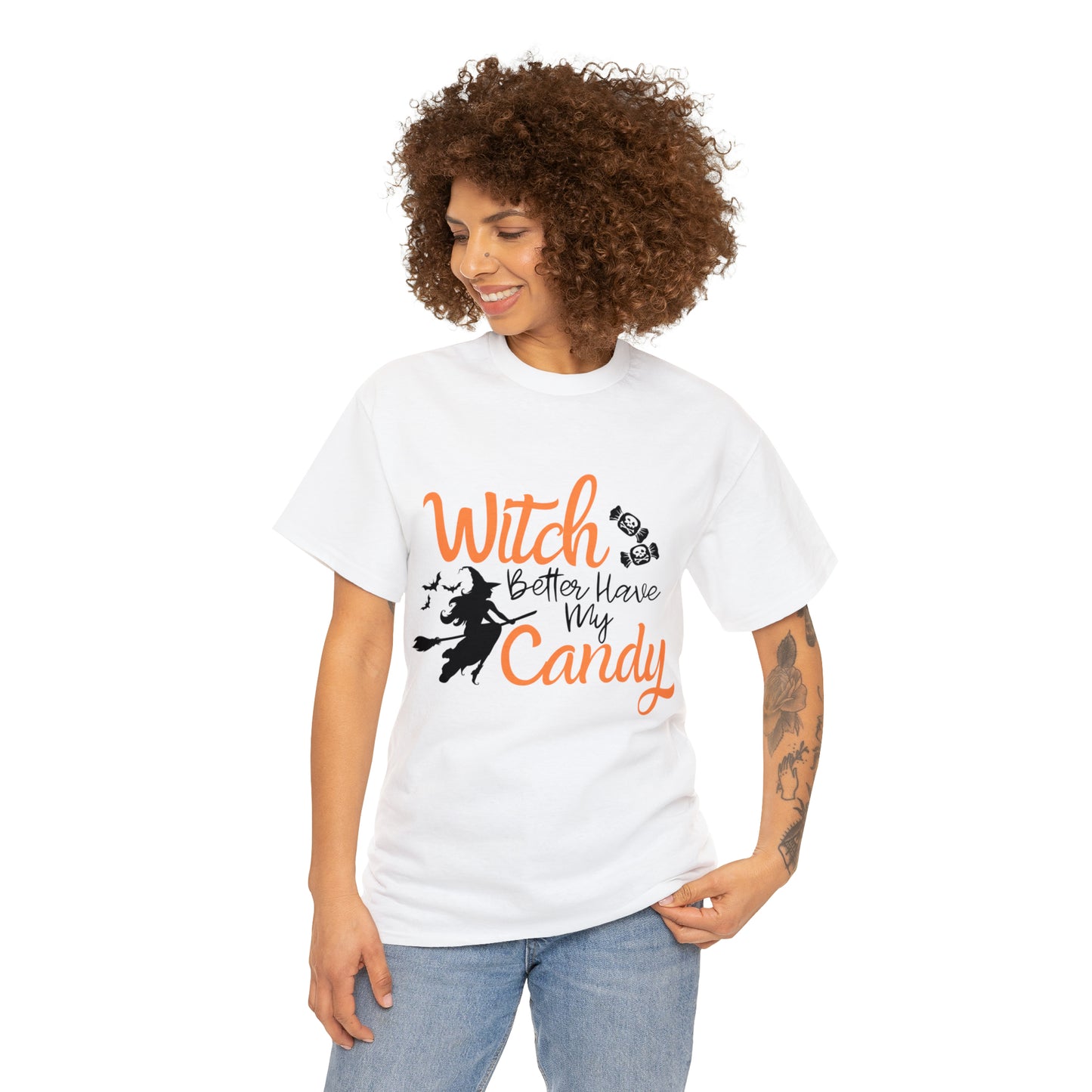 Fun Halloween Unisex Heavy Cotton Tee, Better Have My Candy - trick or treat, different shades available.