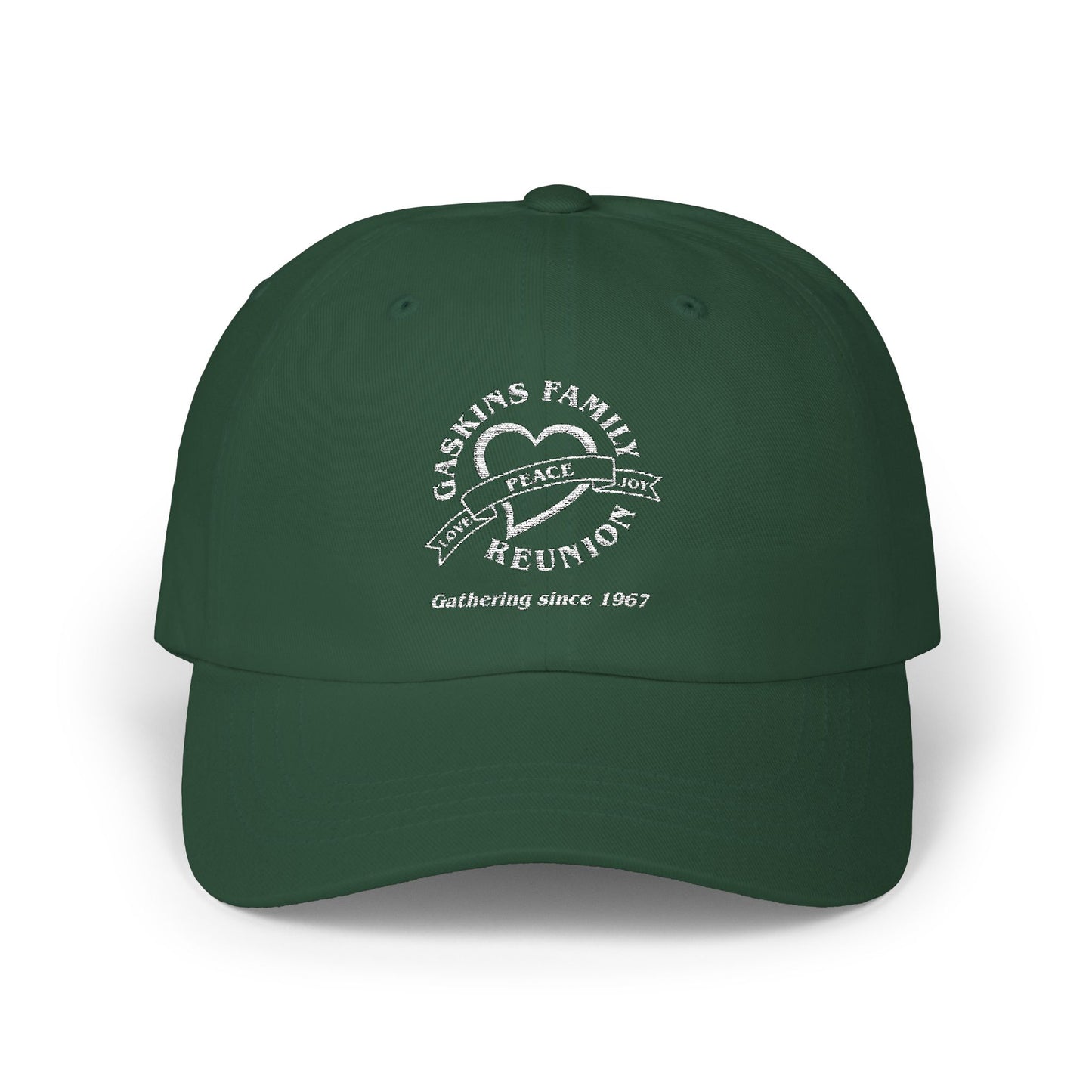 Gaskins Family Reunion Classic Dad Cap - Celebrating Togetherness Since 1967 - White logo