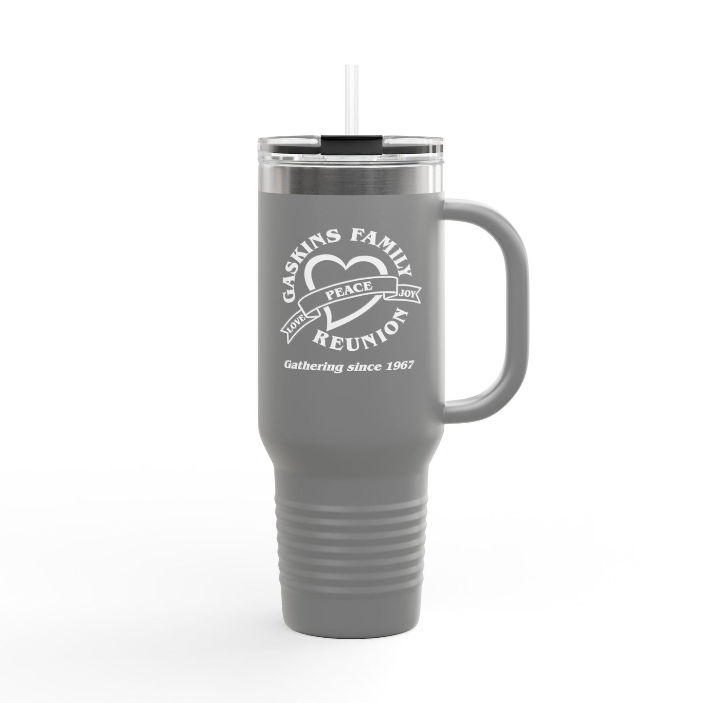 Gaskins 40oz Custom Insulated Travel Mug White Logo