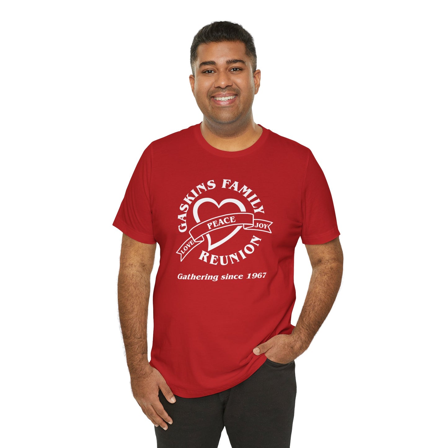 Family Reunion Short Sleeve Tee White Logo- Gaskins Family Gathering Since 1967