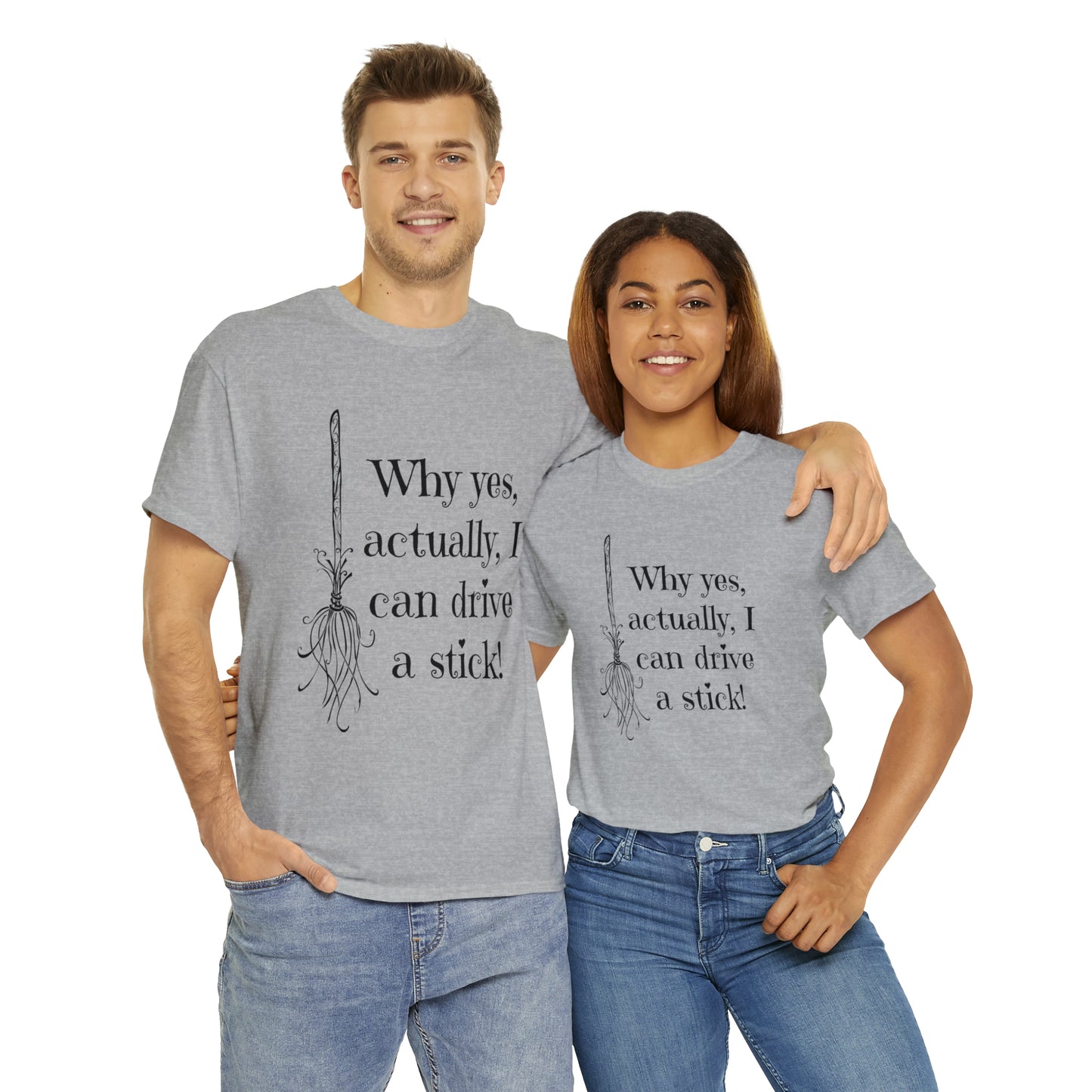 Fun Halloween Unisex Heavy Cotton Tee, Witch broom, different shades available.