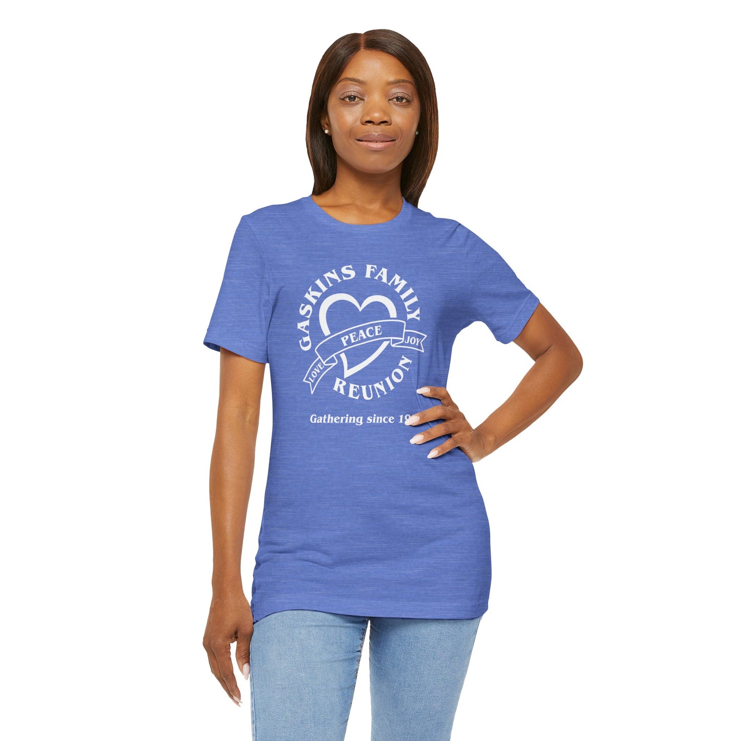 Family Reunion Short Sleeve Tee White Logo- Gaskins Family Gathering Since 1967
