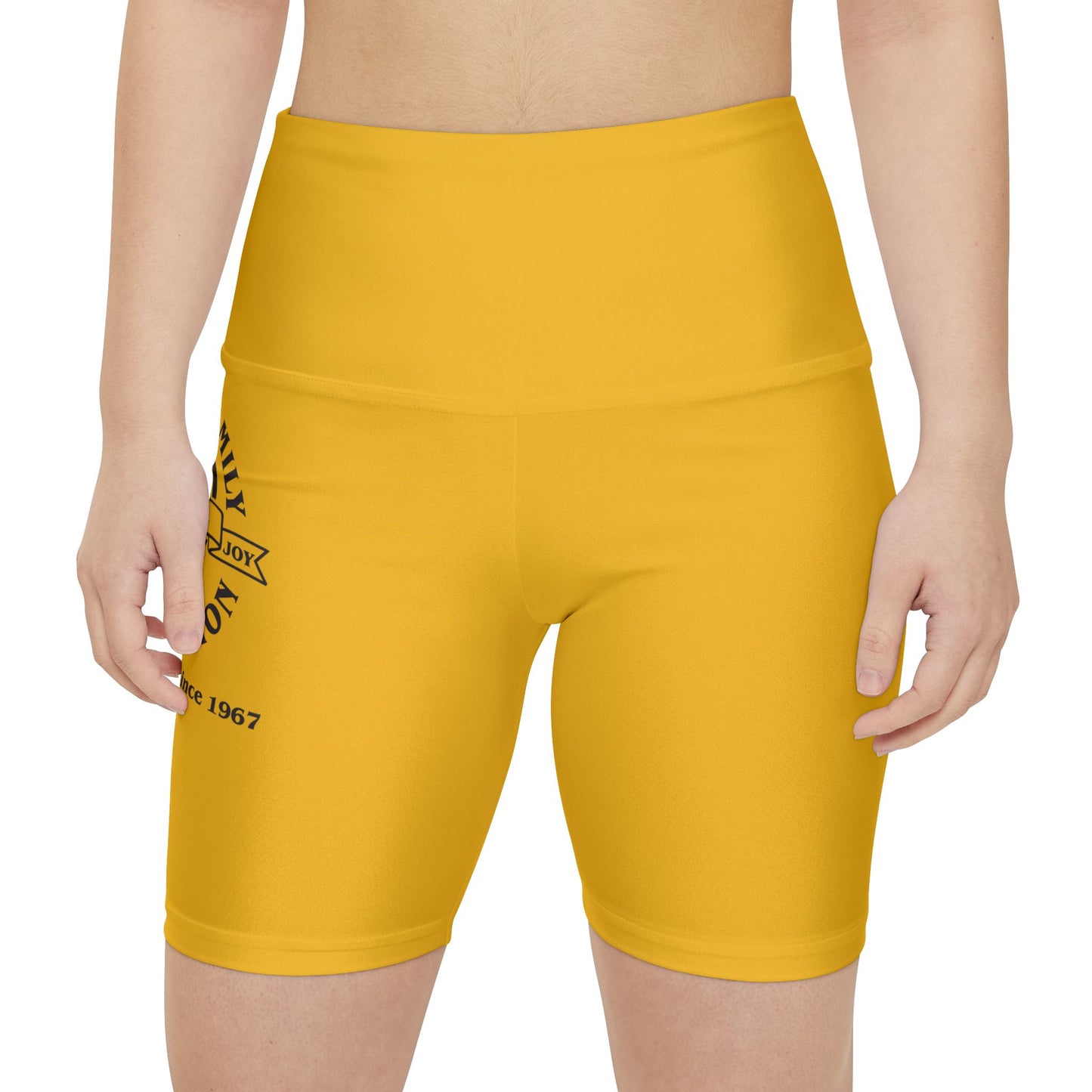 Gaskins Yellow Workout Shorts for Women, bold, cool, chill