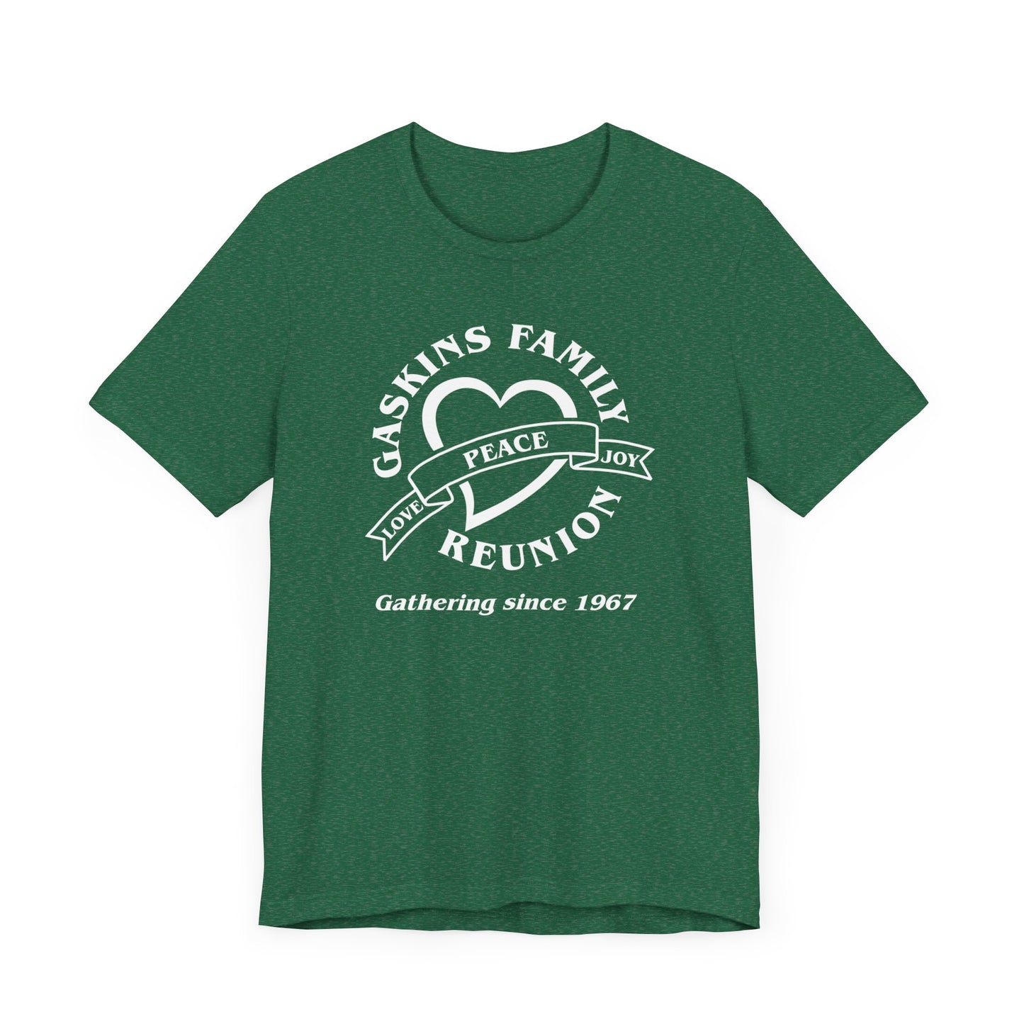 Family Reunion Short Sleeve Tee White Logo- Gaskins Family Gathering Since 1967