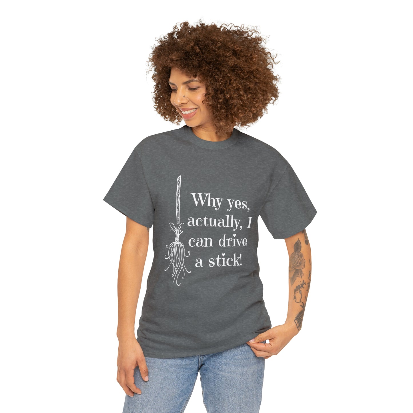 Halloween Fun Unisex Heavy Cotton Tee, I Drive A Stick T-Shirt