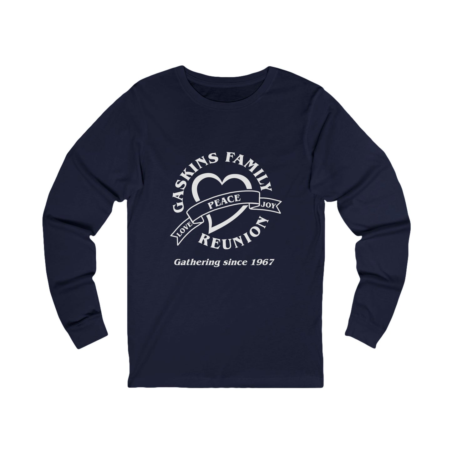 Gaskins Reunion Long Sleeve Tee - Love, Peace, Joy with White logo