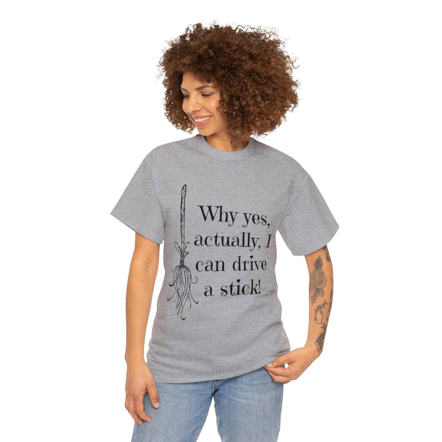 Fun Halloween Unisex Heavy Cotton Tee, Witch broom, different shades available.