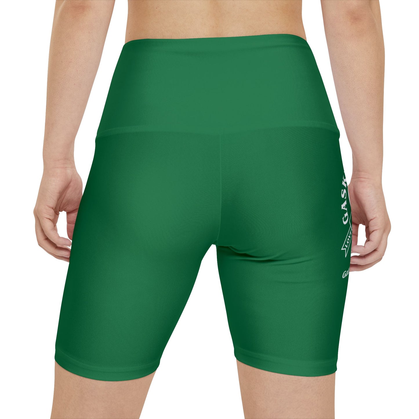 Gaskins Dark Green Workout Shorts for Women, bold, cool, chill