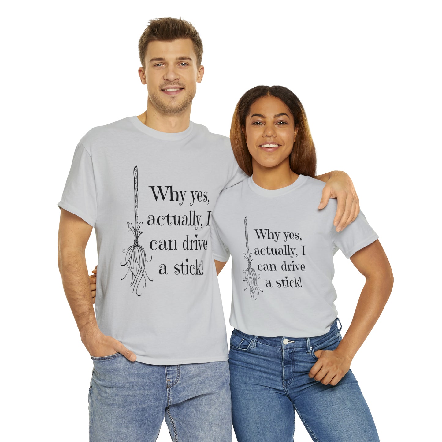 Fun Halloween Unisex Heavy Cotton Tee, Witch broom, different shades available.