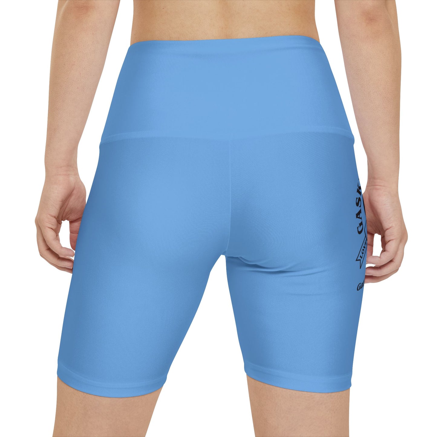 Gaskins Light Blue Workout Shorts for Women, bold, cool, chill