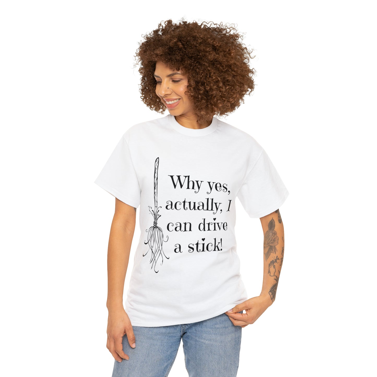 Fun Halloween Unisex Heavy Cotton Tee, Witch broom, different shades available.
