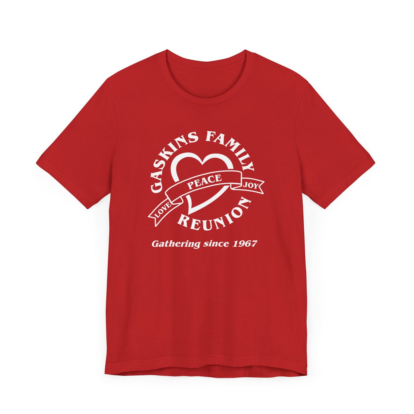Family Reunion Short Sleeve Tee White Logo- Gaskins Family Gathering Since 1967