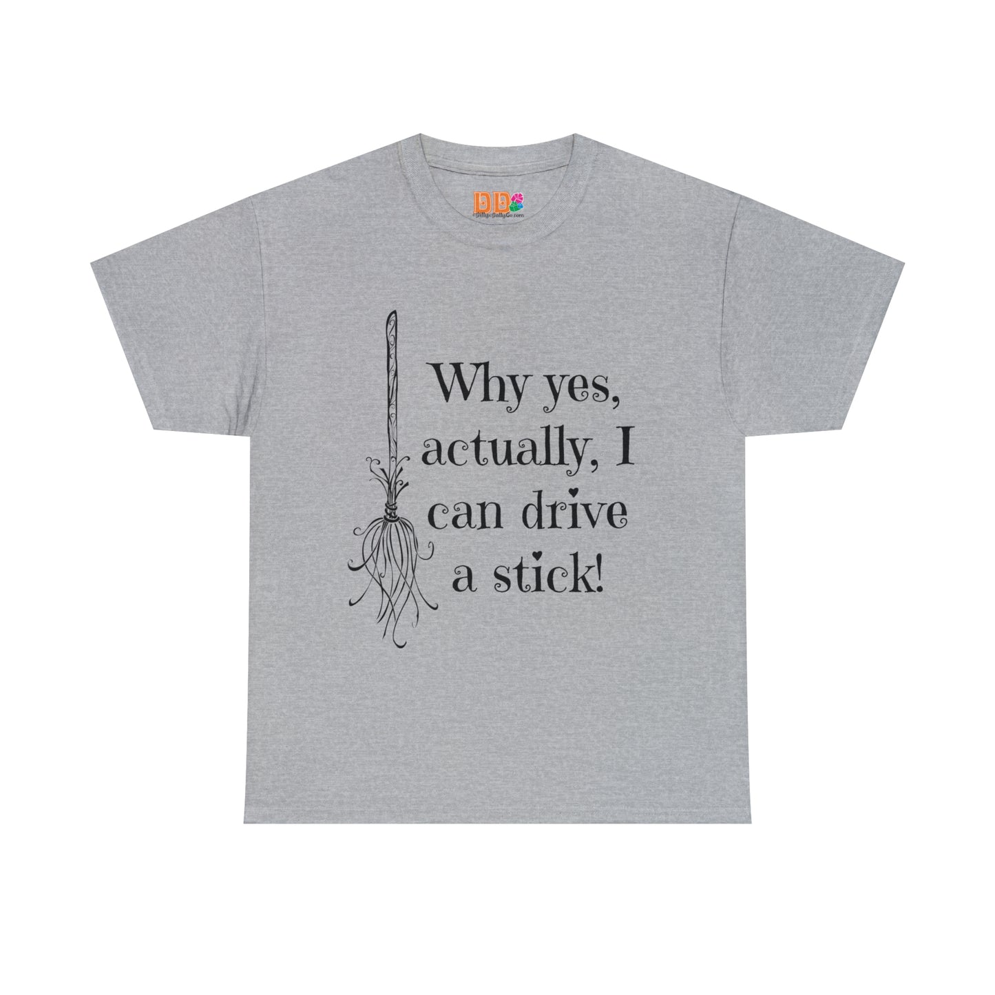 Fun Halloween Unisex Heavy Cotton Tee, Witch broom, different shades available.