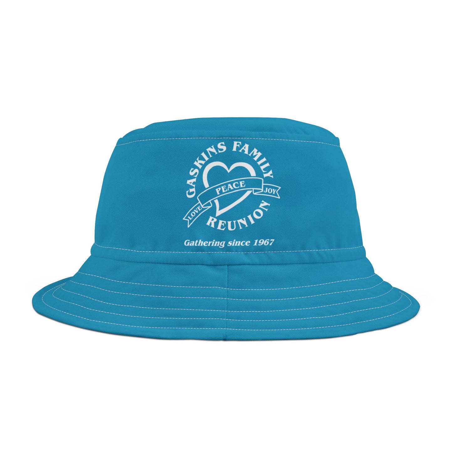 Gaskins Family Turquoise Reunion Bucket Hat - white logo