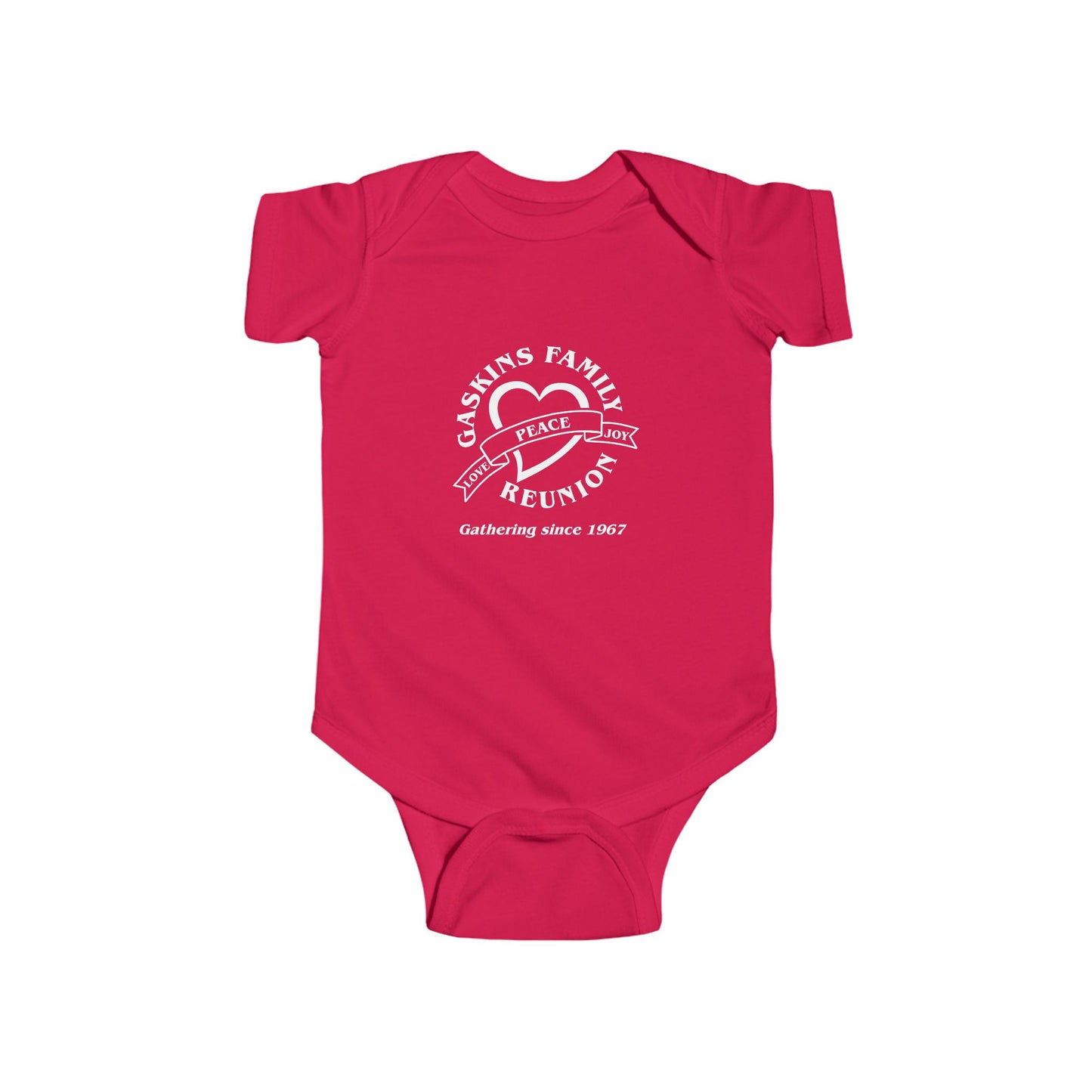 Gaskins Custom Infant Fine Jersey Body Suite, white logo