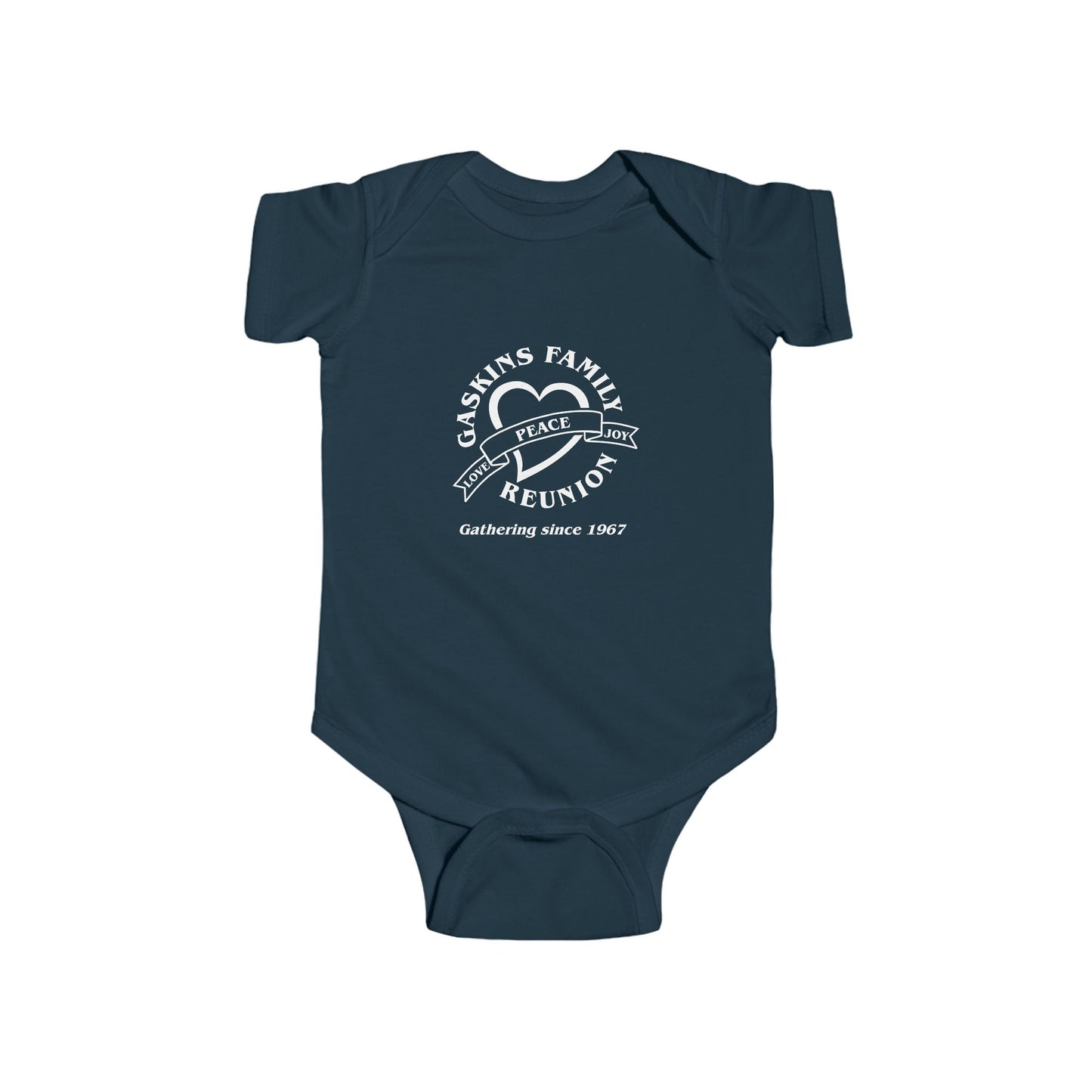 Gaskins Custom Infant Fine Jersey Body Suite, white logo