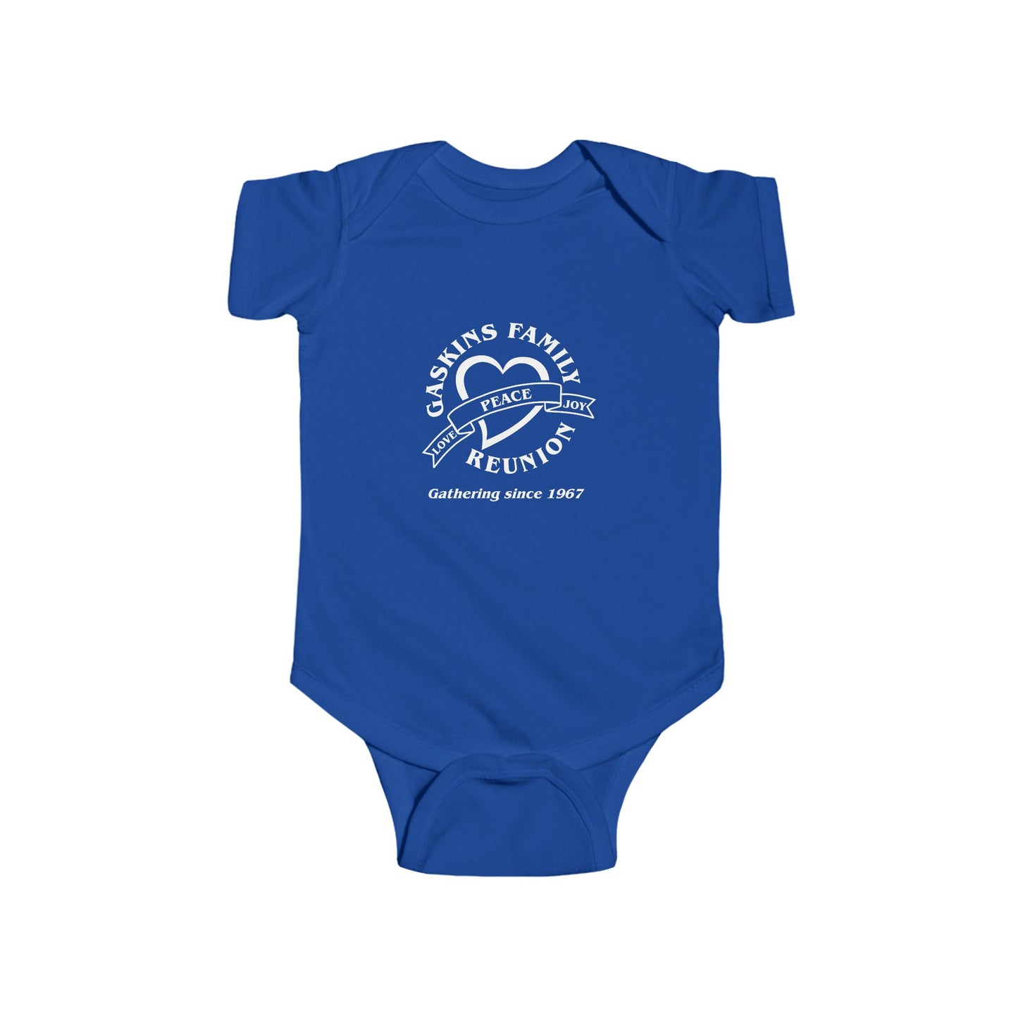 Gaskins Custom Infant Fine Jersey Body Suite, white logo
