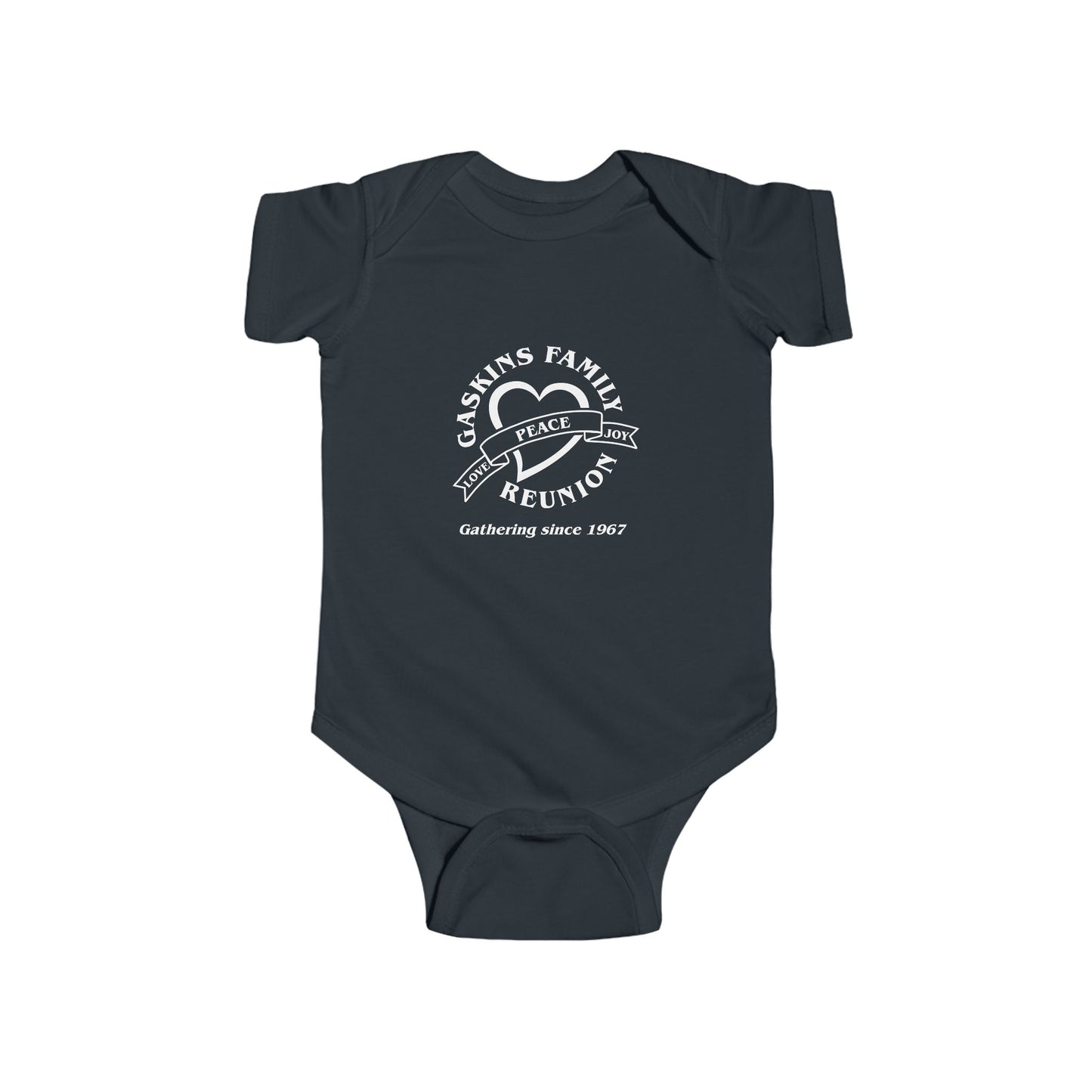 Gaskins Custom Infant Fine Jersey Body Suite, white logo