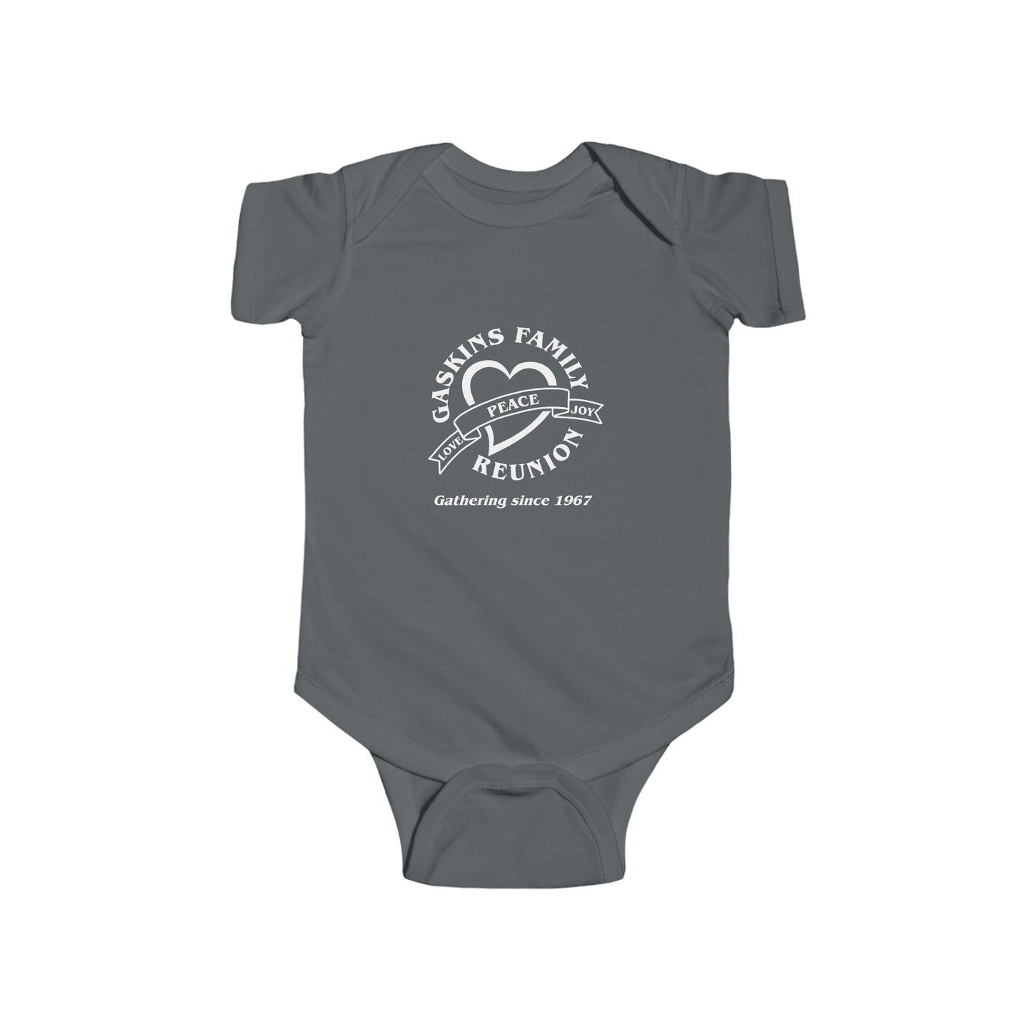 Gaskins Custom Infant Fine Jersey Body Suite, white logo