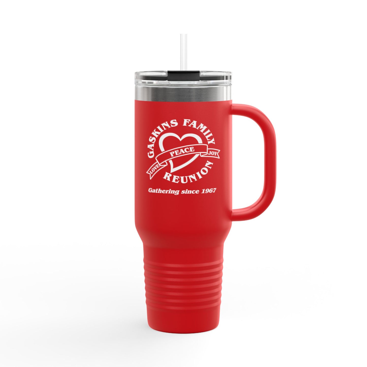 Gaskins 40oz Custom Insulated Travel Mug White Logo