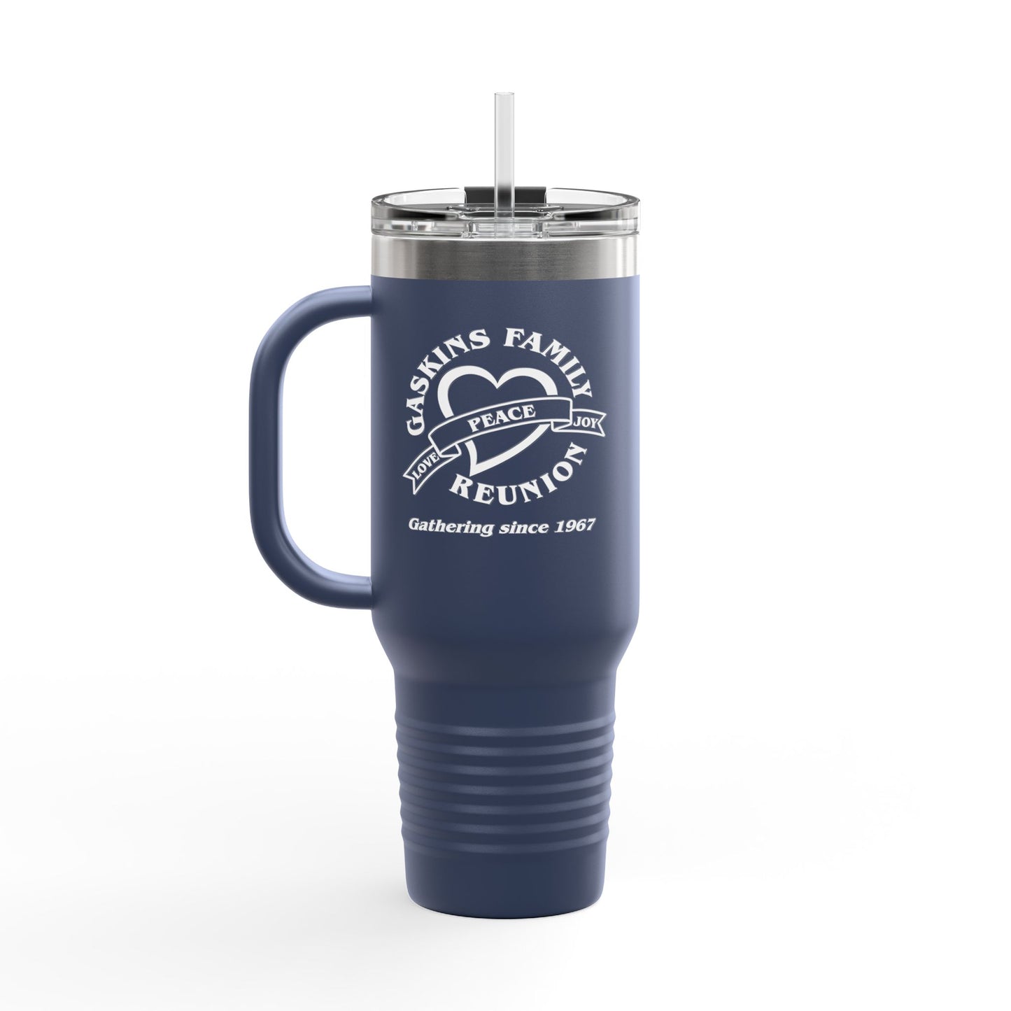 Gaskins 40oz Custom Insulated Travel Mug White Logo