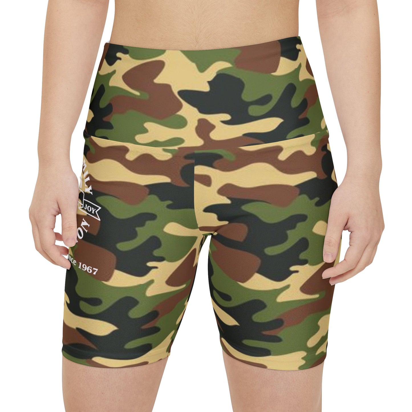 Gaskins Camo Workout Shorts for Women, bold, cool, chill