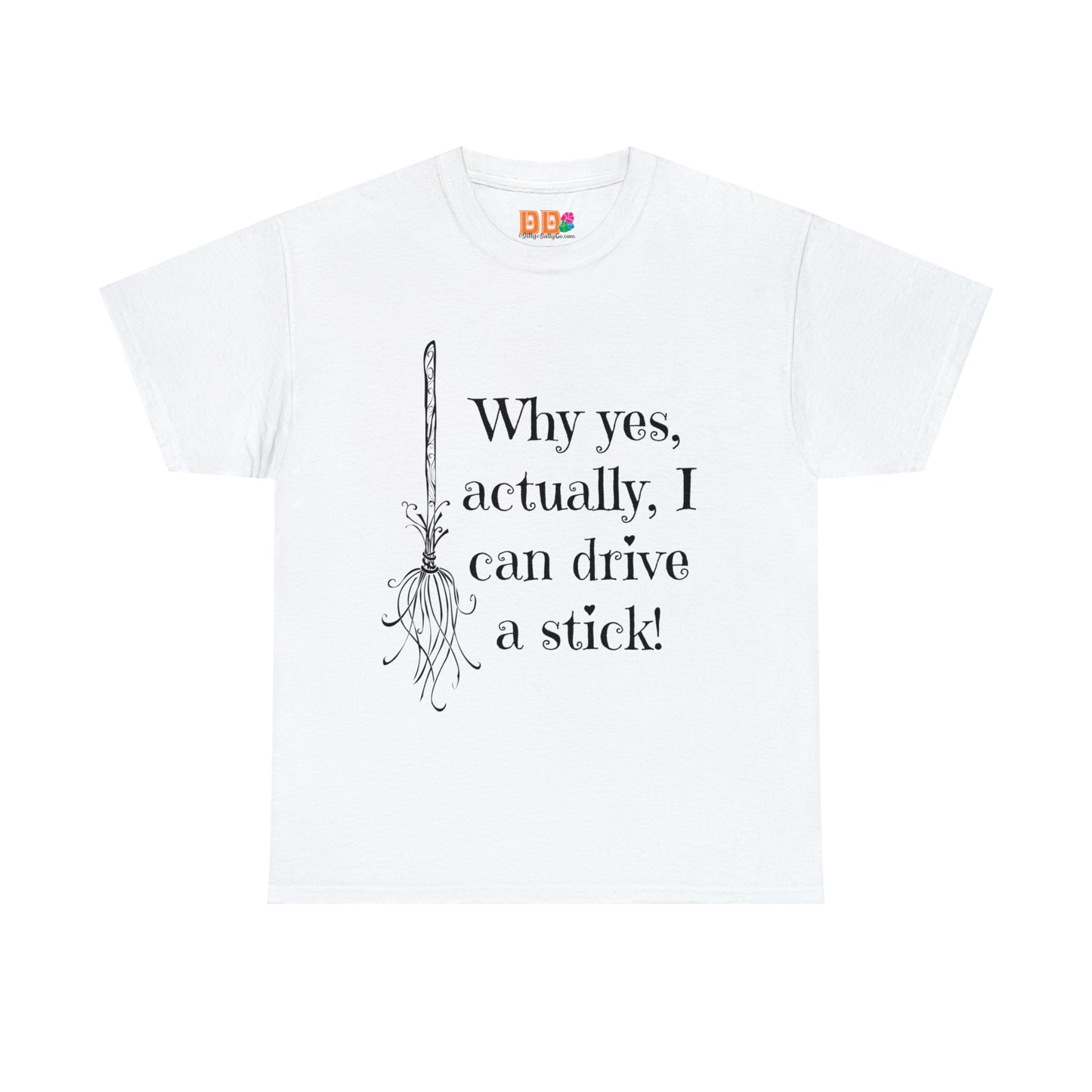 Fun Halloween Unisex Heavy Cotton Tee, Witch broom, different shades available.