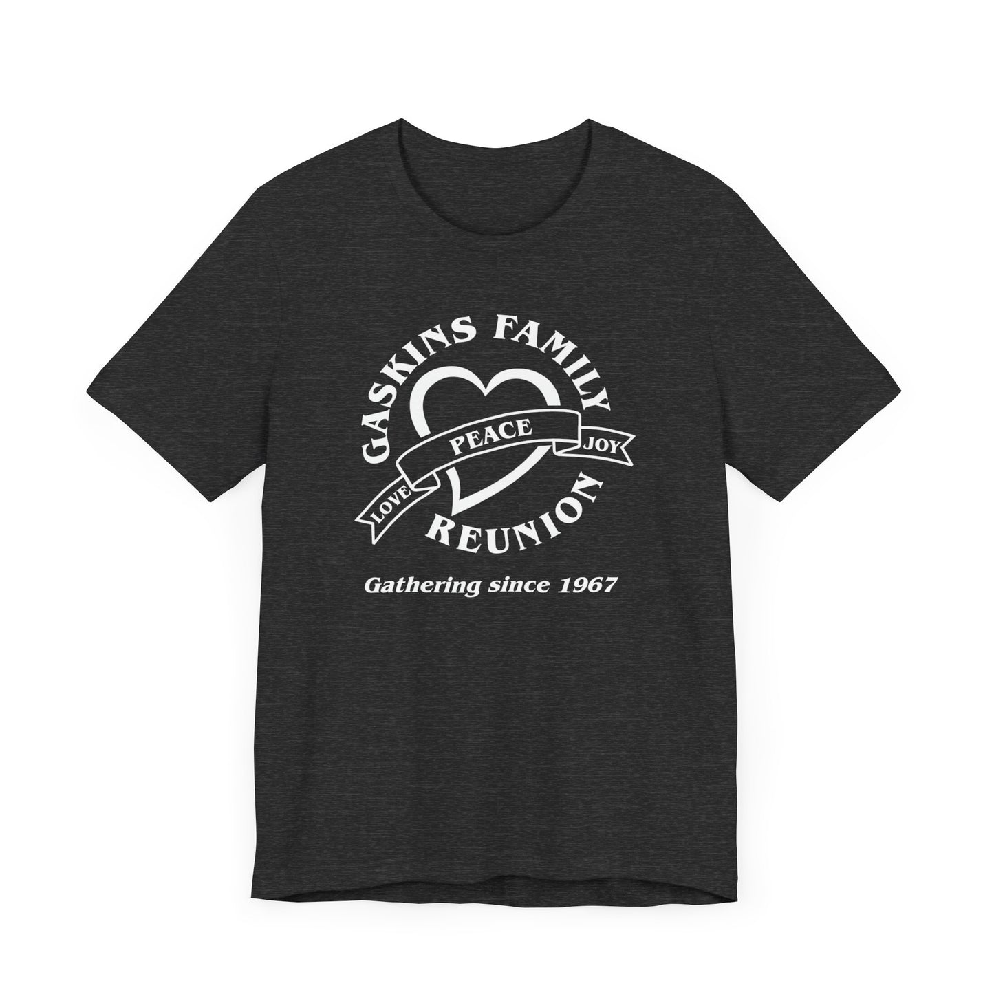 Family Reunion Short Sleeve Tee White Logo- Gaskins Family Gathering Since 1967