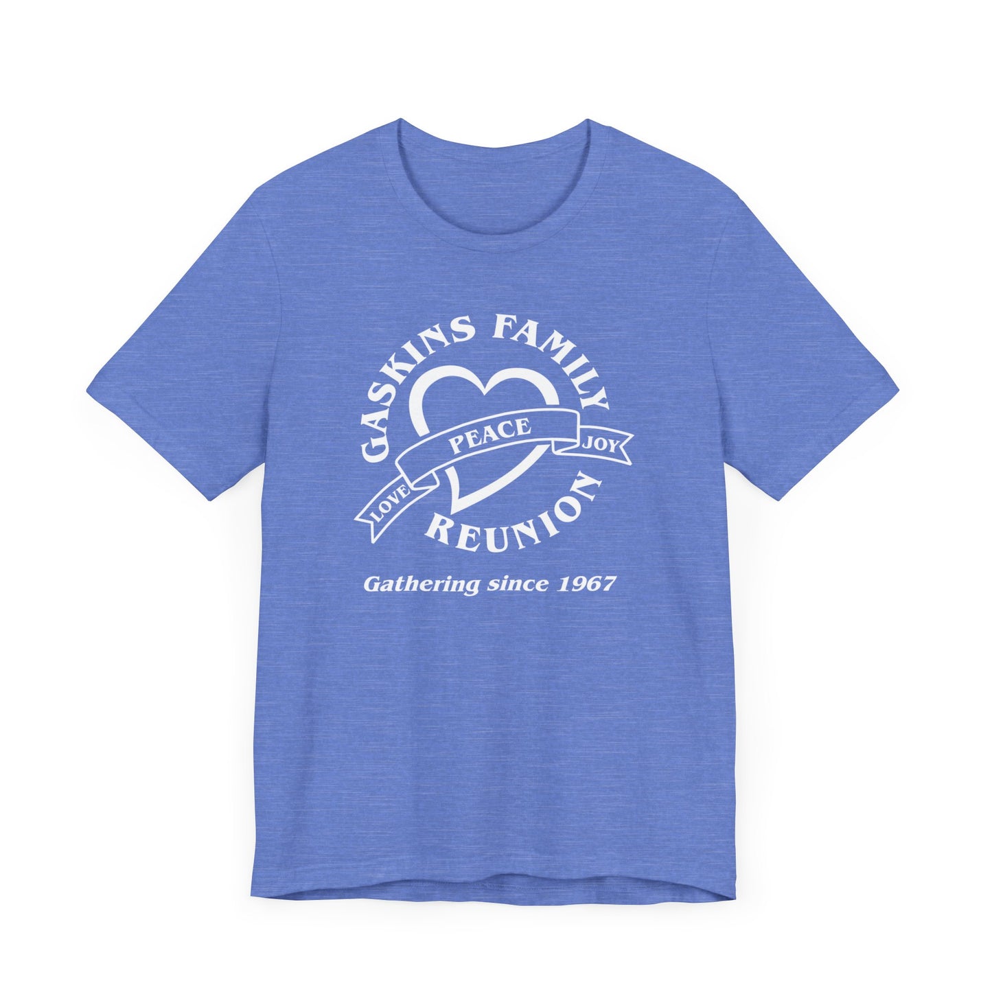 Family Reunion Short Sleeve Tee White Logo- Gaskins Family Gathering Since 1967