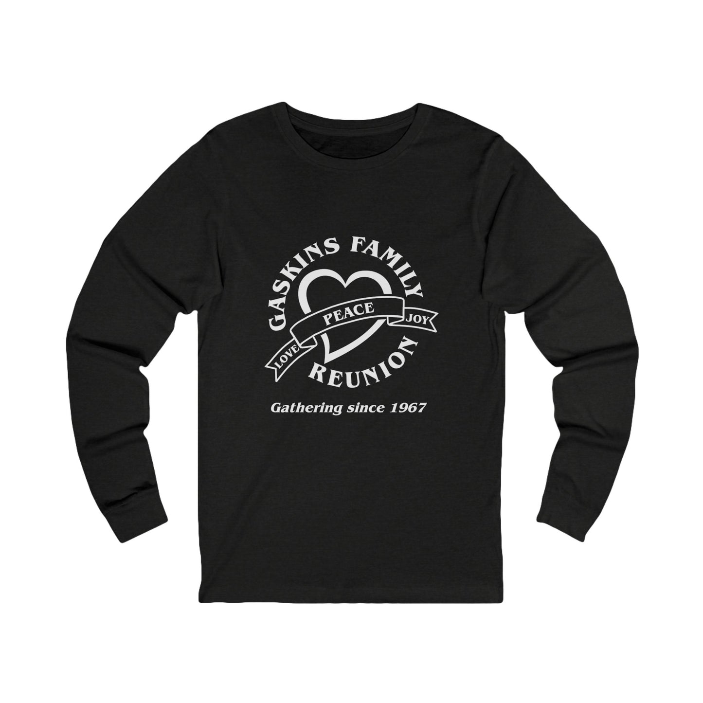 Gaskins Reunion Long Sleeve Tee - Love, Peace, Joy with White logo