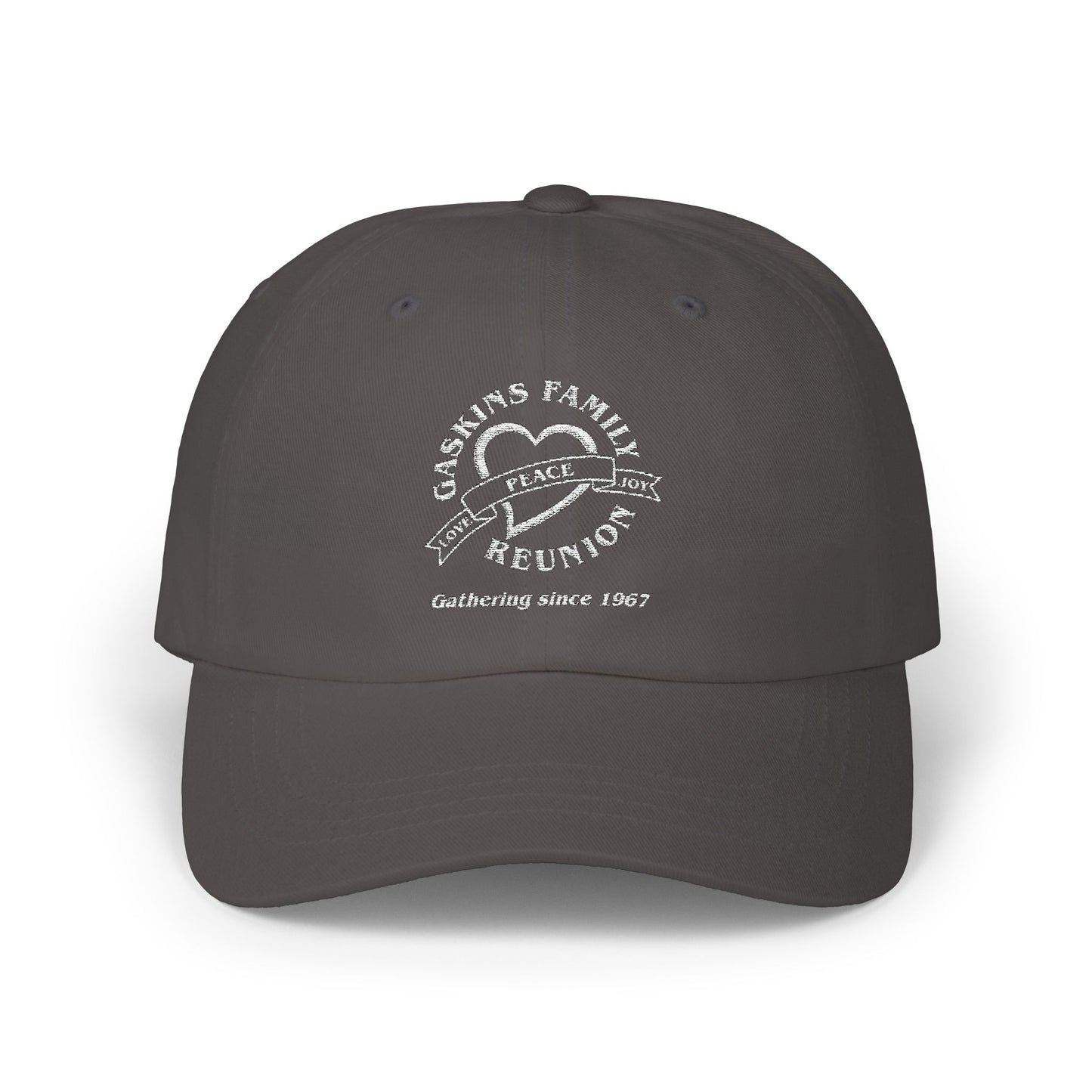 Gaskins Family Reunion Classic Dad Cap - Celebrating Togetherness Since 1967 - White logo