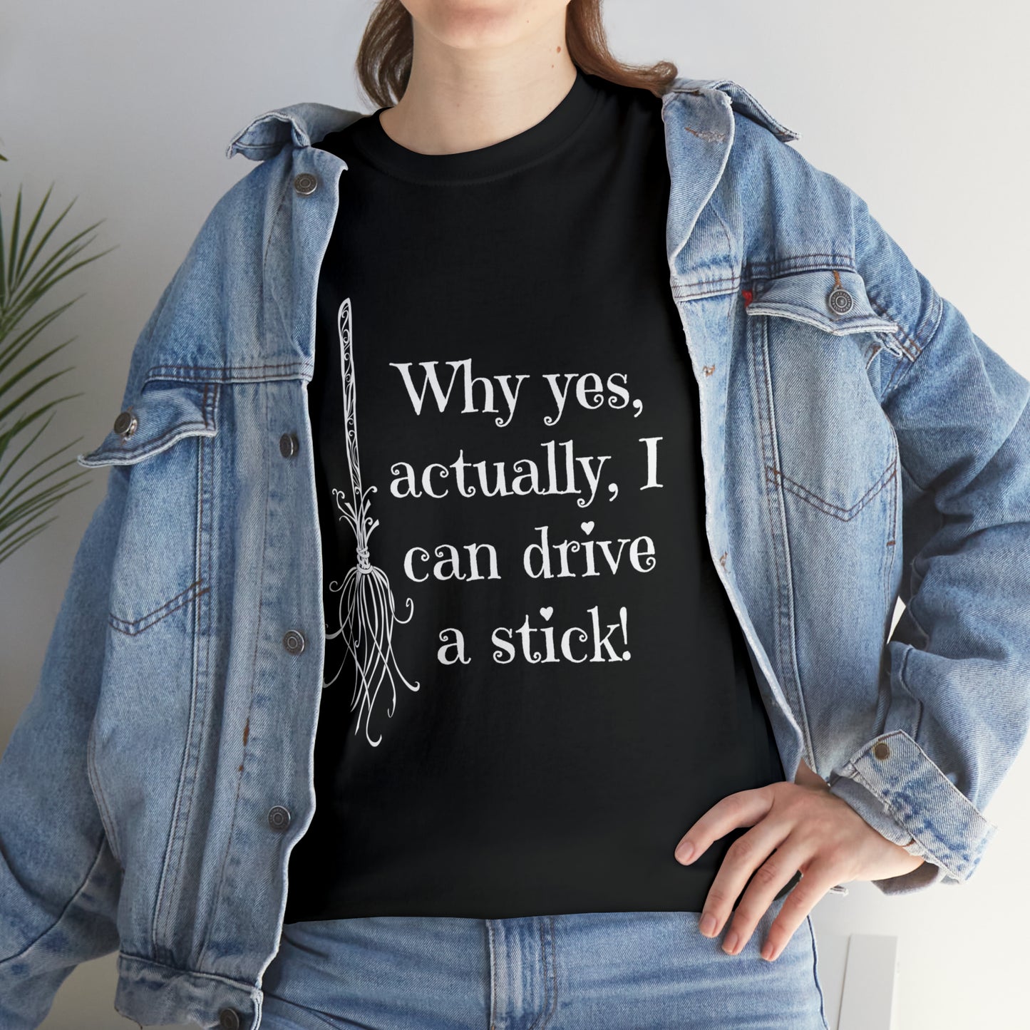 Halloween Fun Unisex Heavy Cotton Tee, I Drive A Stick T-Shirt