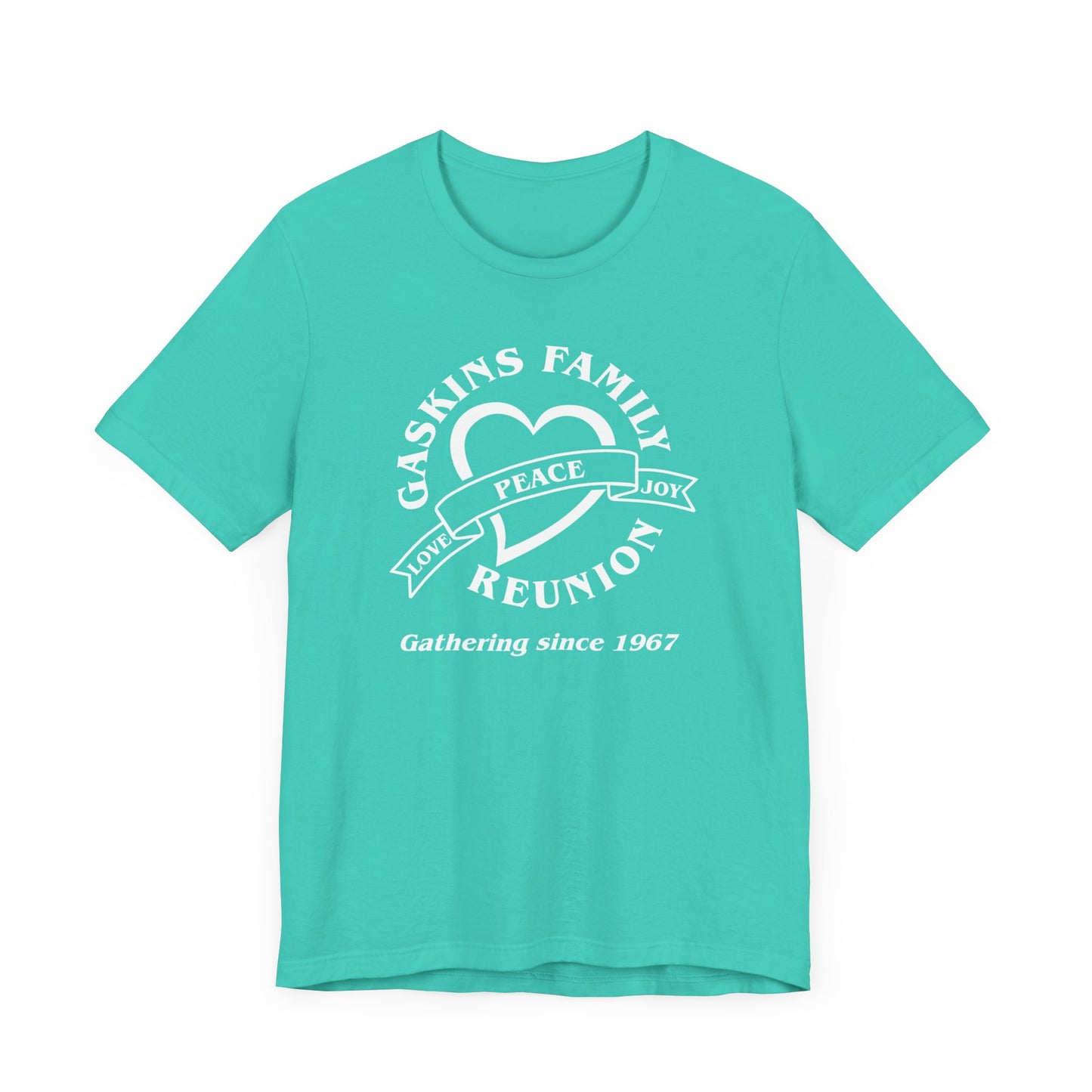 Family Reunion Short Sleeve Tee White Logo- Gaskins Family Gathering Since 1967