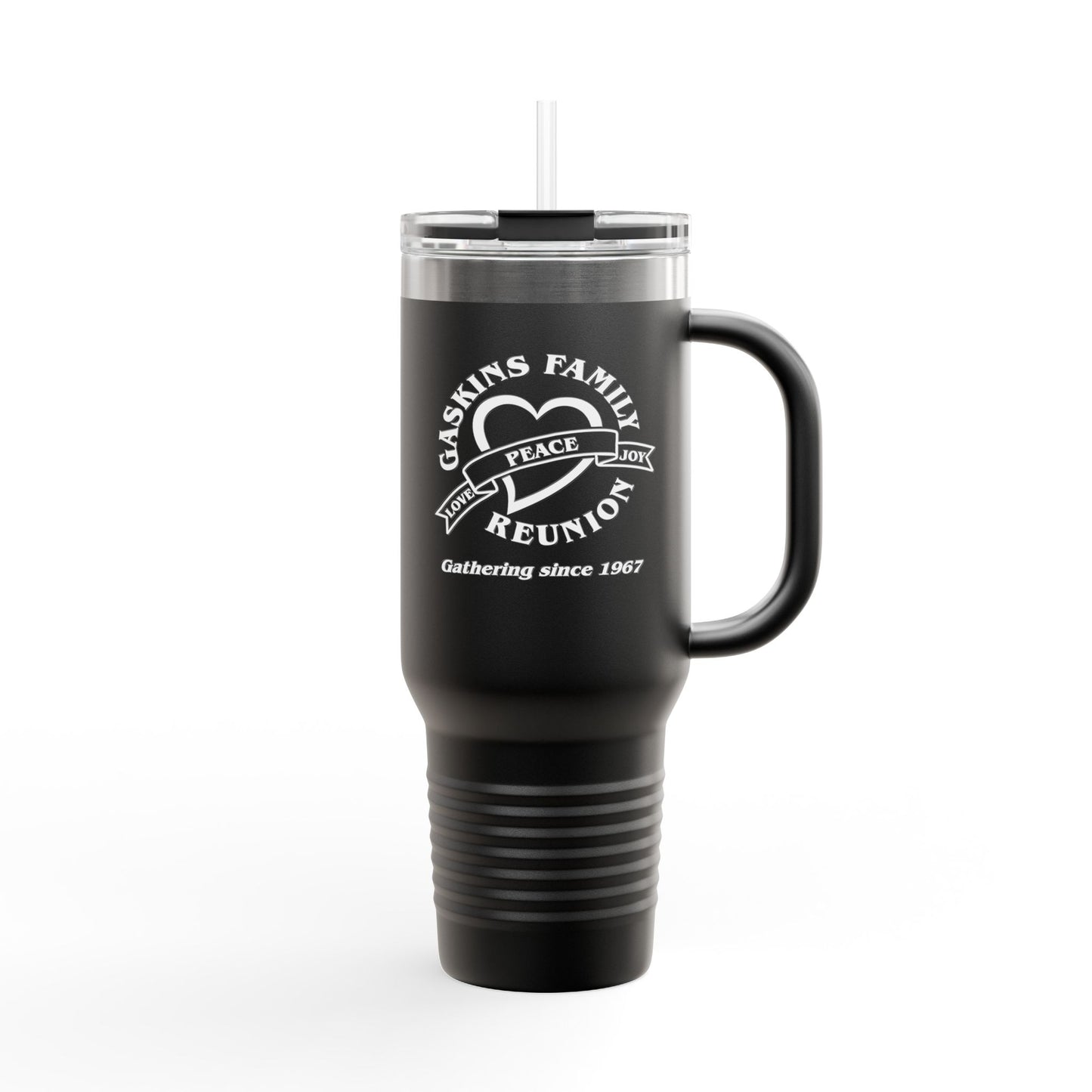 Gaskins 40oz Custom Insulated Travel Mug White Logo