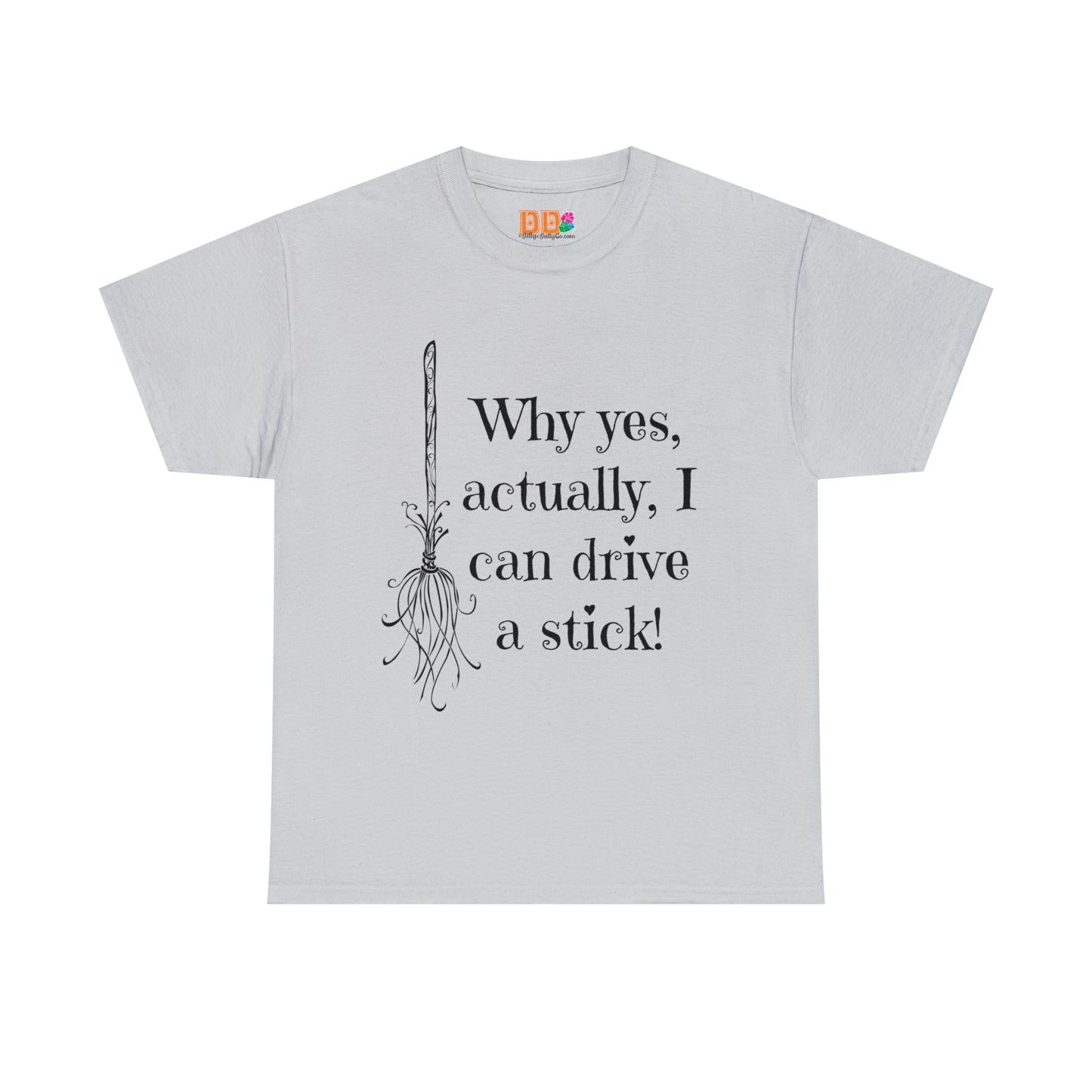 Fun Halloween Unisex Heavy Cotton Tee, Witch broom, different shades available.