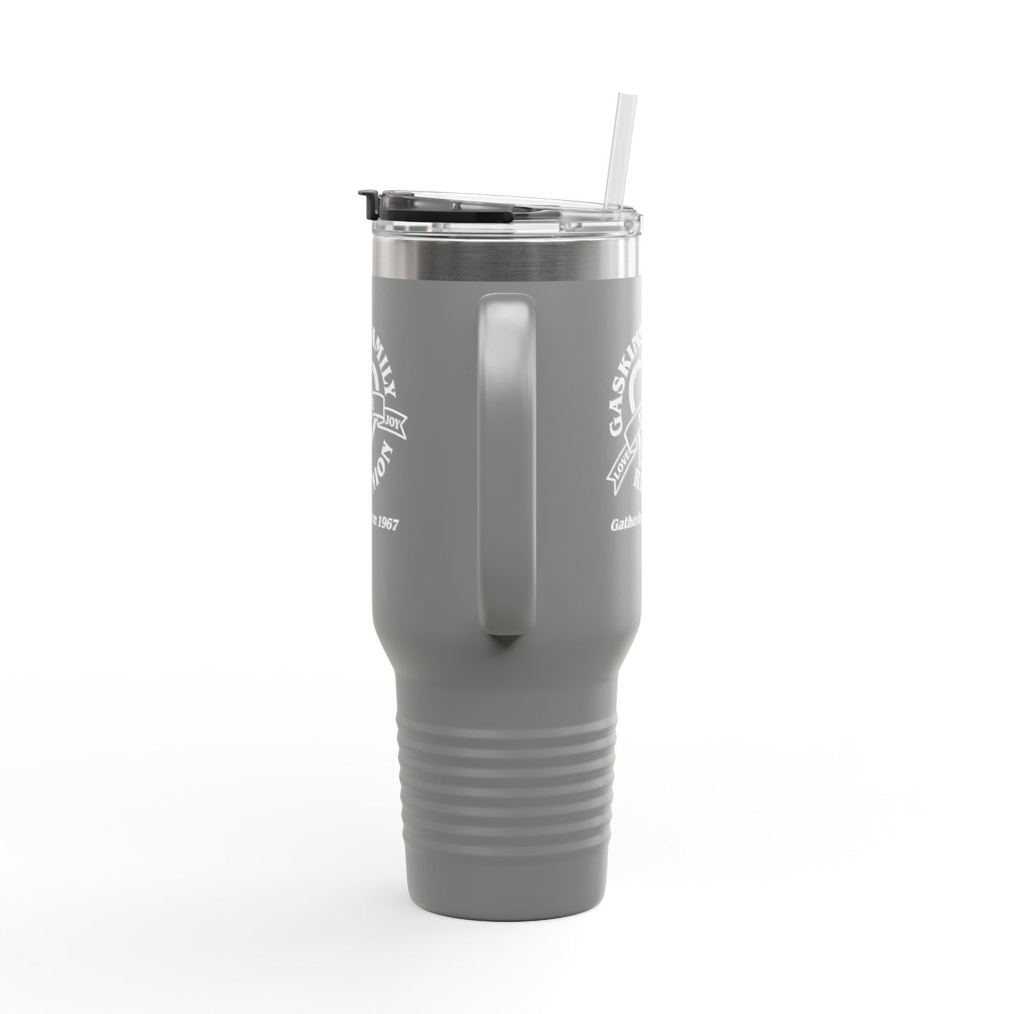 Gaskins 40oz Custom Insulated Travel Mug White Logo