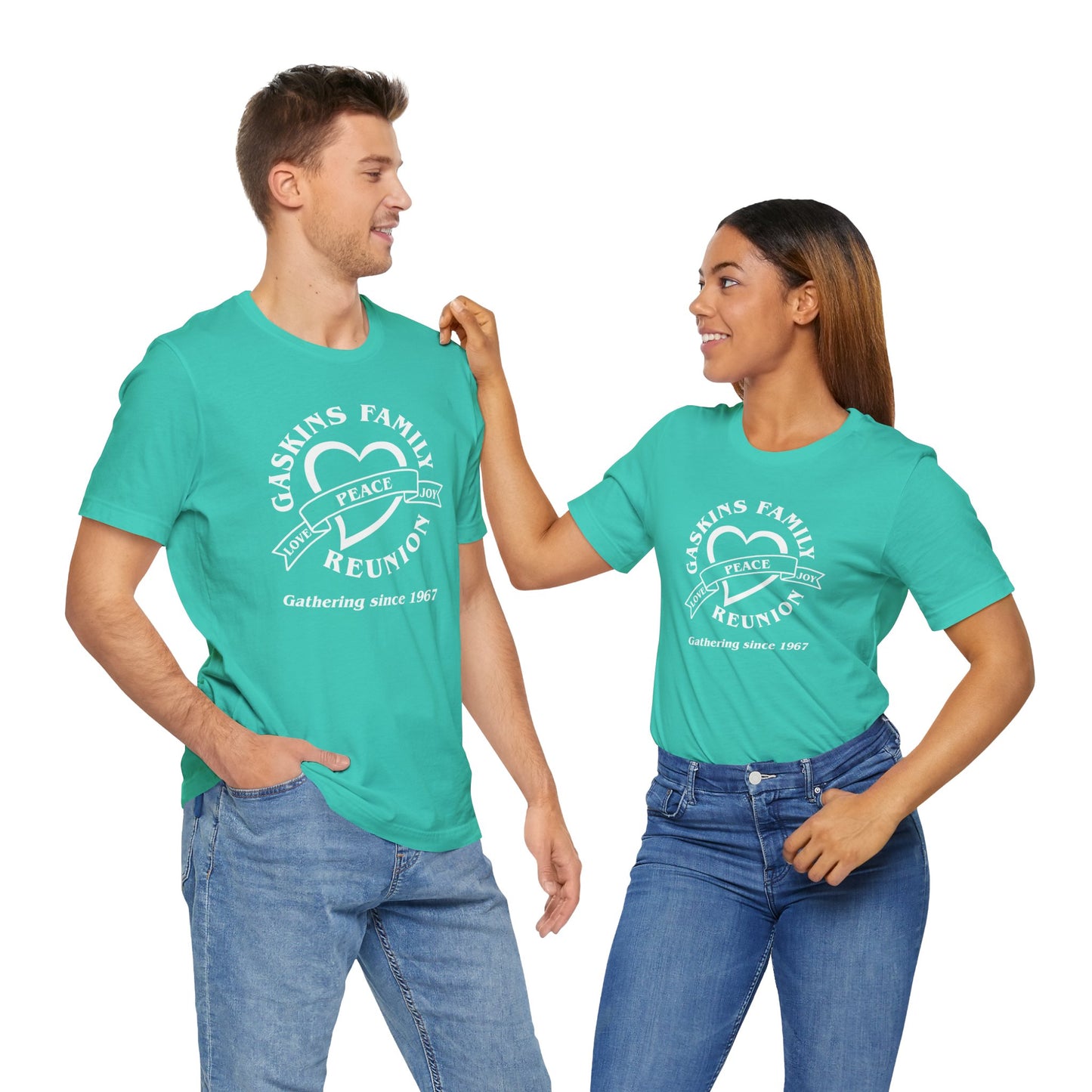 Family Reunion Short Sleeve Tee White Logo- Gaskins Family Gathering Since 1967